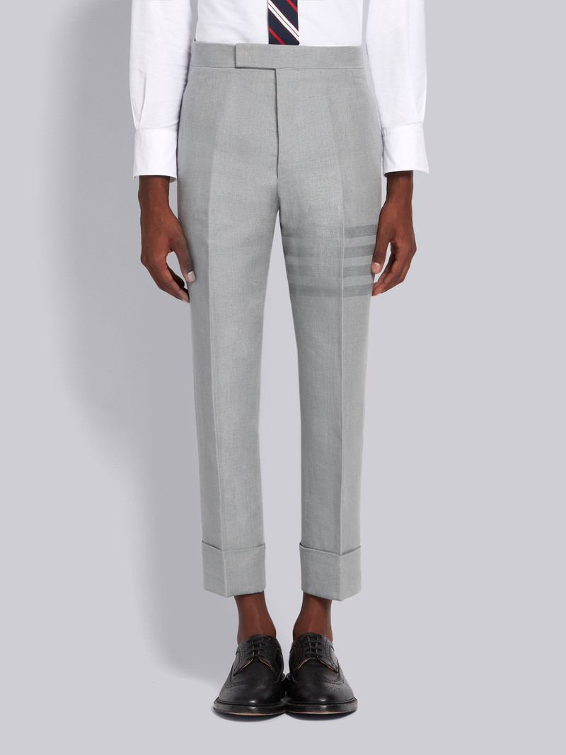 Light Grey Crisp Linen Tonal 4-Bar Classic Trouser 1