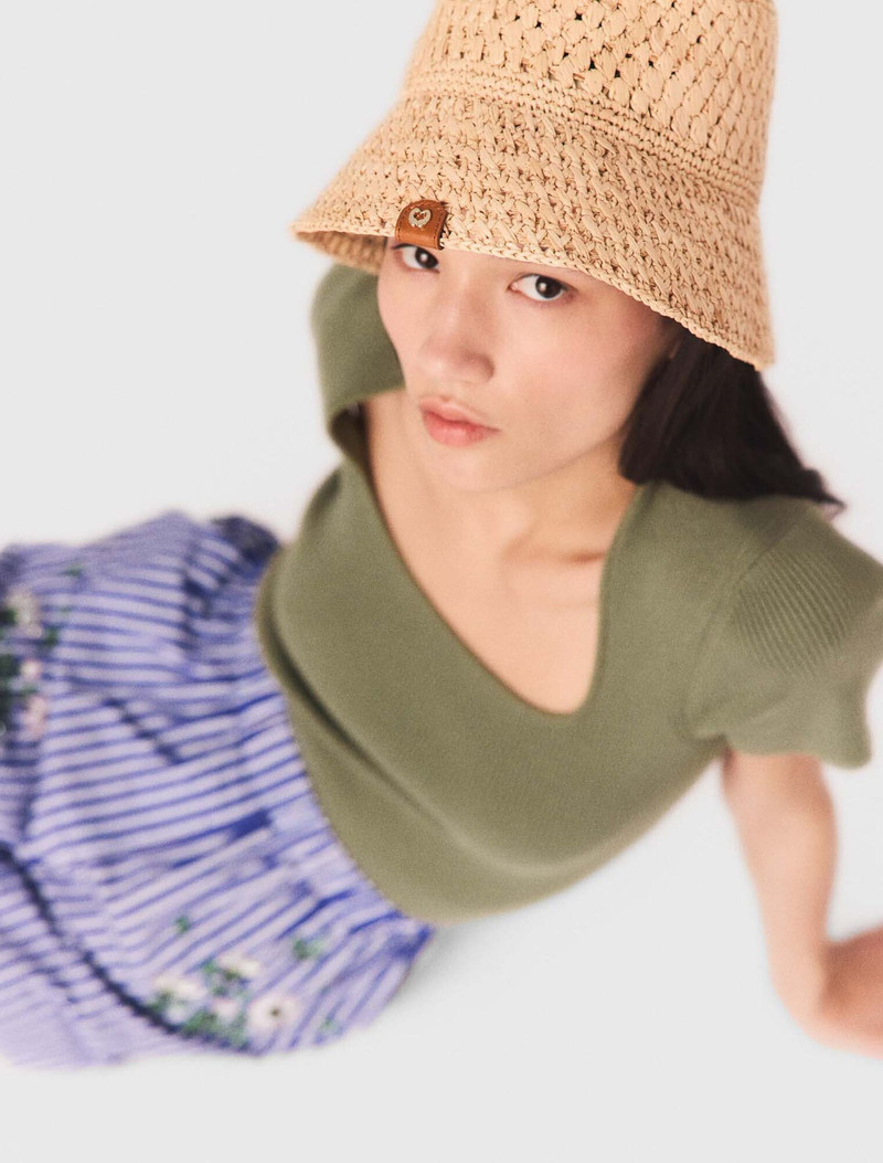 maje Crochet raffia bucket hat outlook