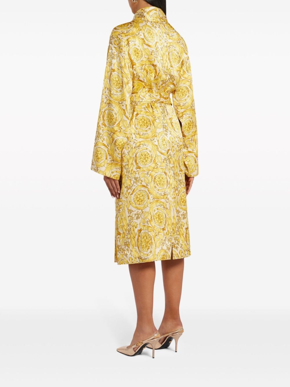 Barocco-print silk-satin robe - 3