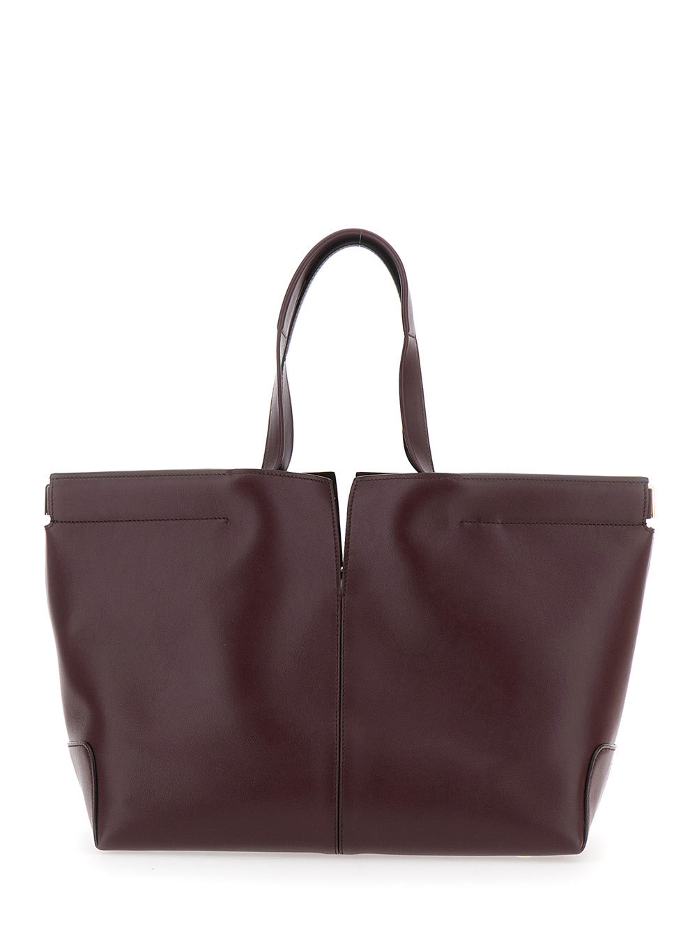 Tod's Women Bordeaux Tote Bag With Two Top Handles And Embossed Logo Lettering On The Front In Leath - 4