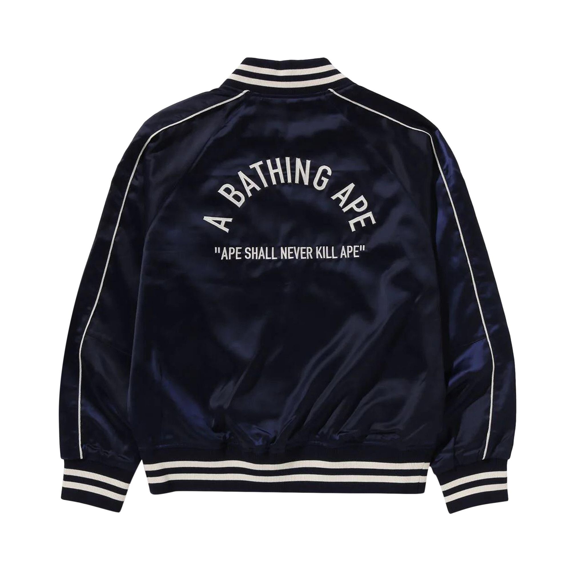 BAPE A Bathing Ape Nylon Varsity Jacket 'Navy' - 2