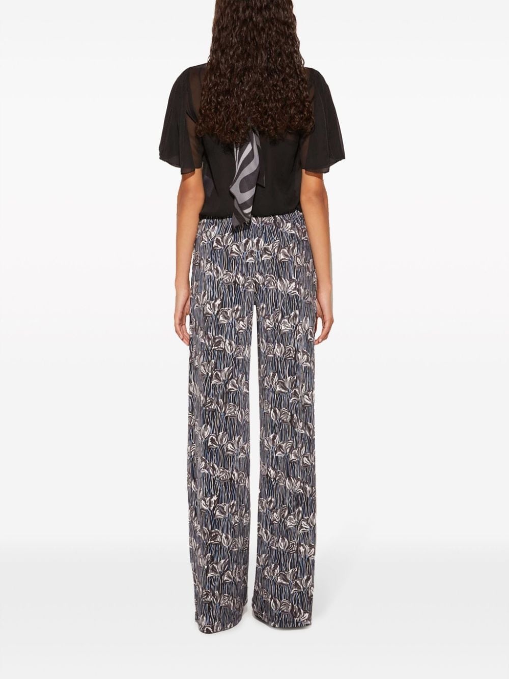 floral print straight-legged trousers - 4