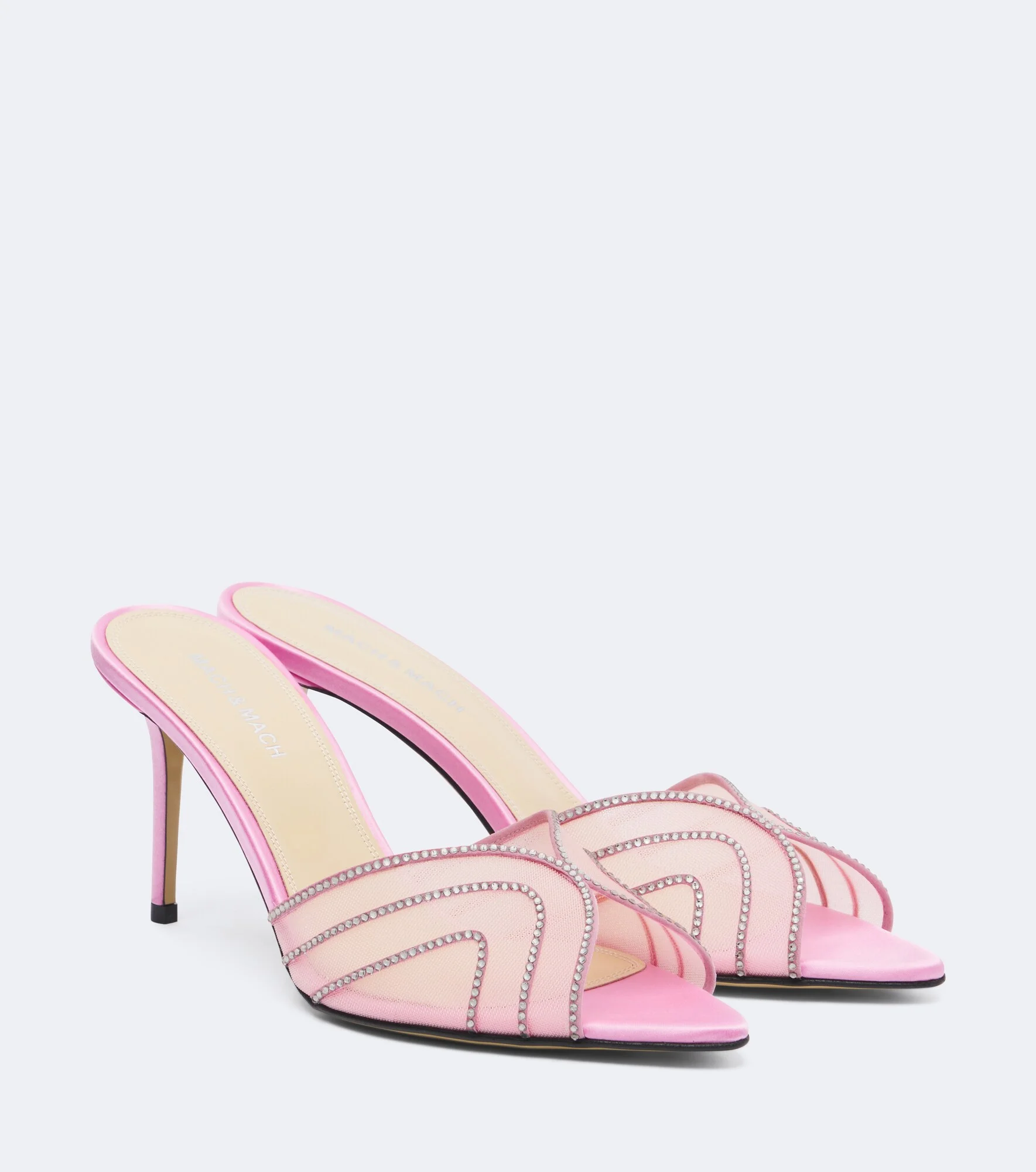 Rainbow embellished mesh mules - 1