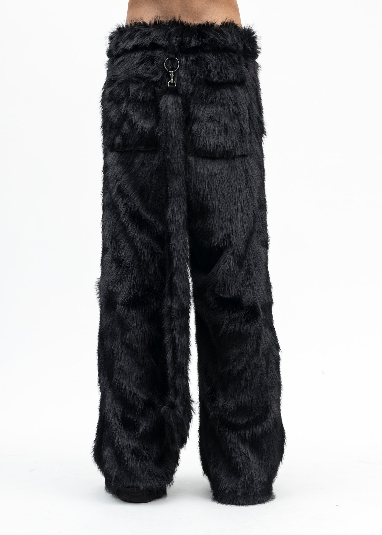 BLACK FAUX-FUR DEVIL PANTS - 4