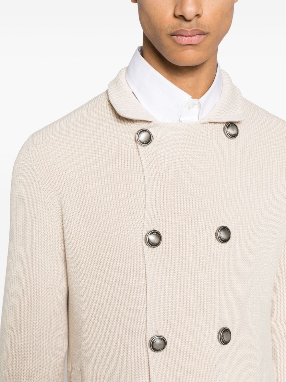 stand-up collar cotton cardigan - 10