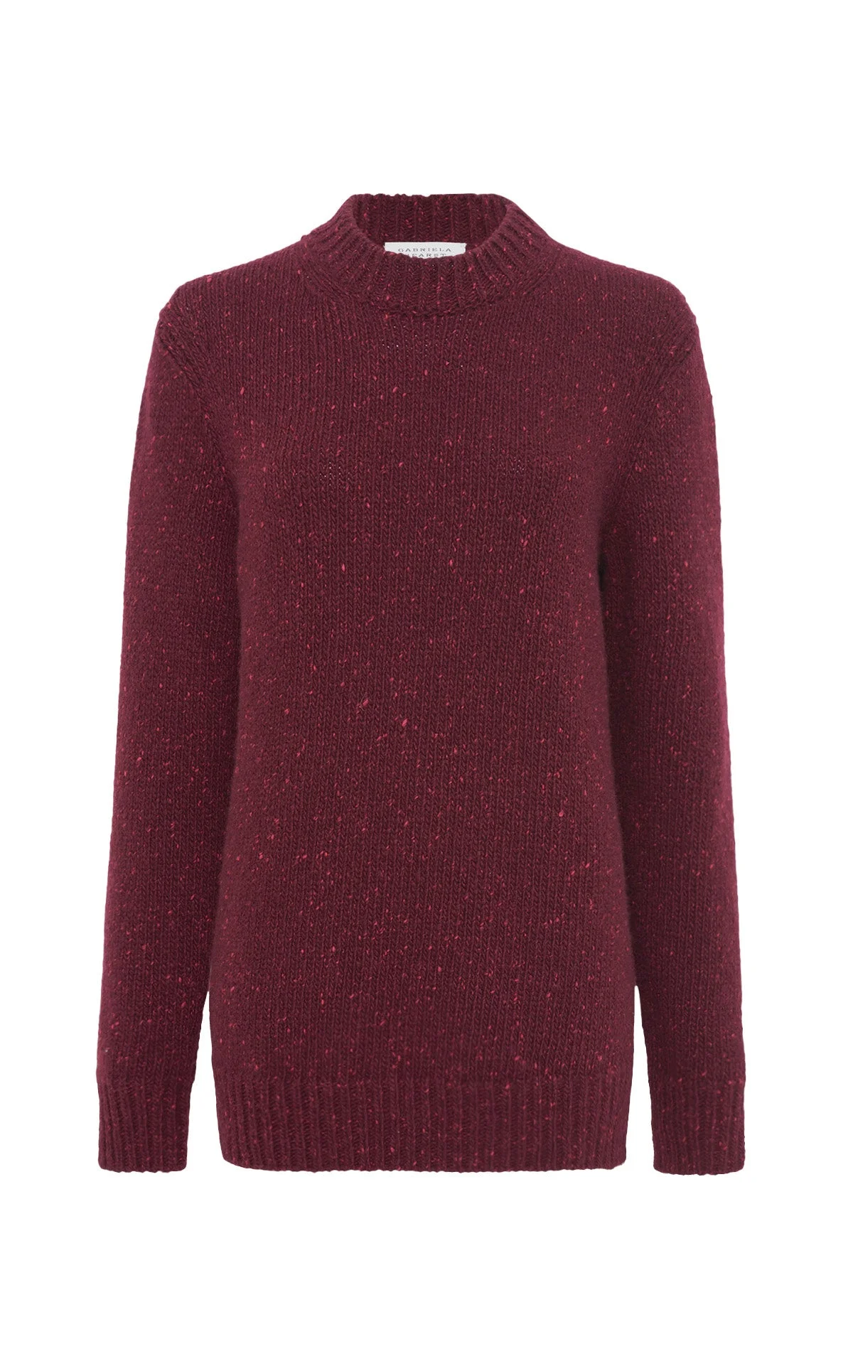 Alfie Knit Sweater in Bordeaux Speckled Aran Cashmere - 1