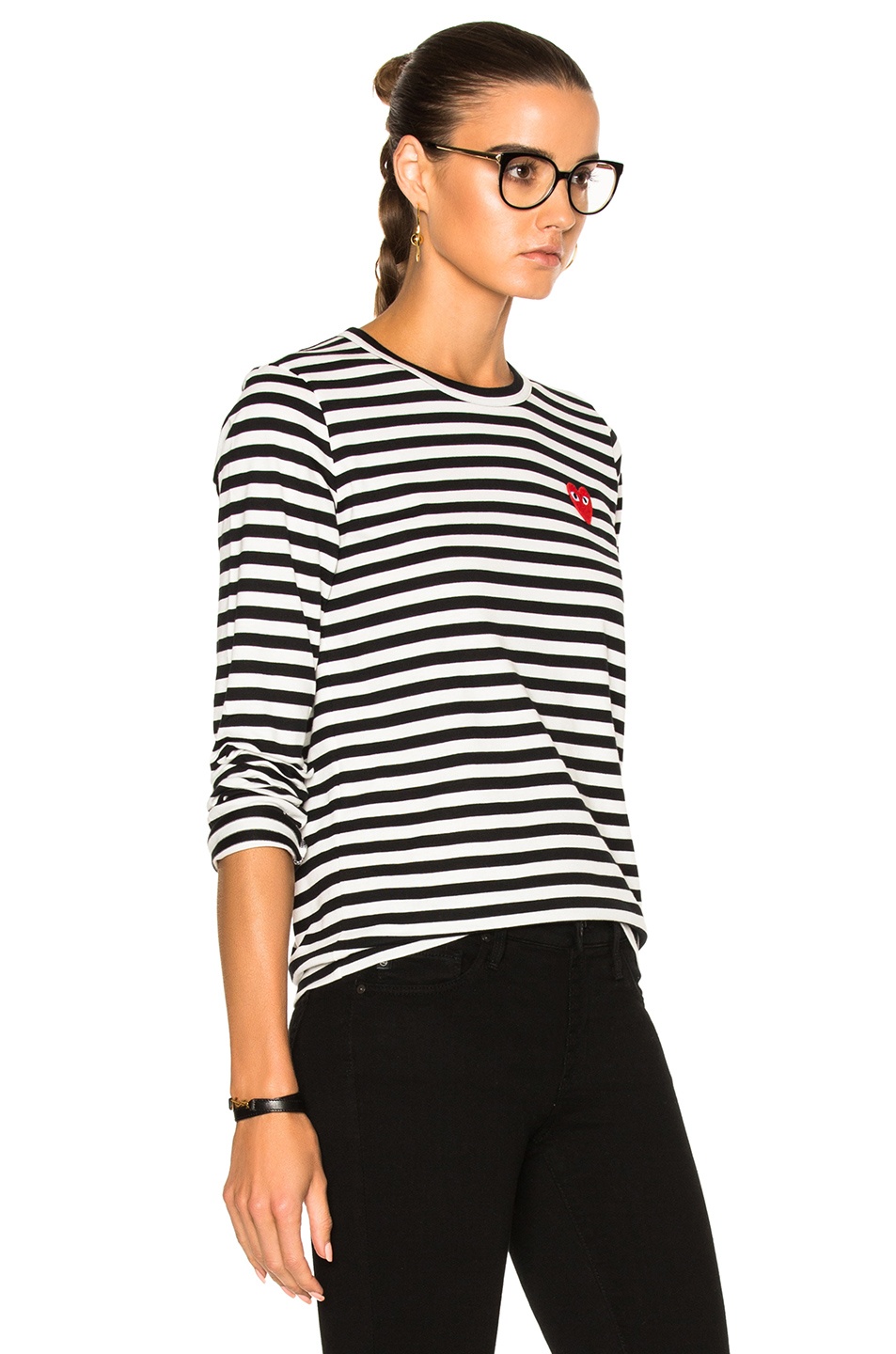 Cotton Red Emblem Stripe Tee - 3