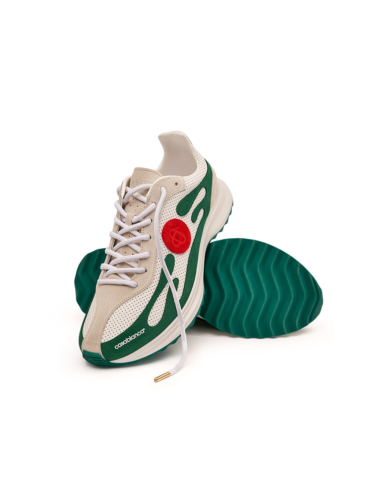 Women's White & Green Stade Sneaker | Casablanca Paris - 4