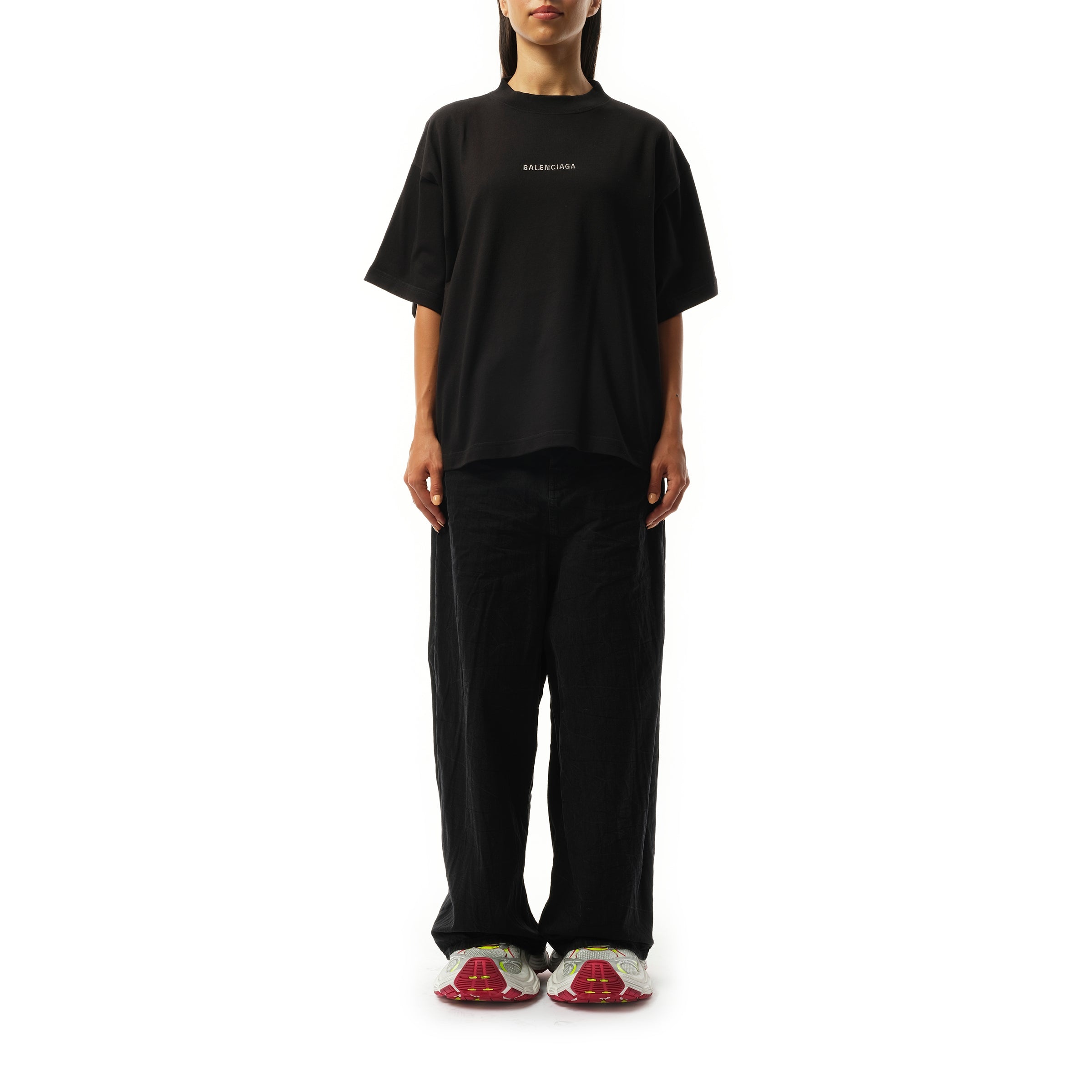 Paris Strass Cropped T-Shirt in Black - 4