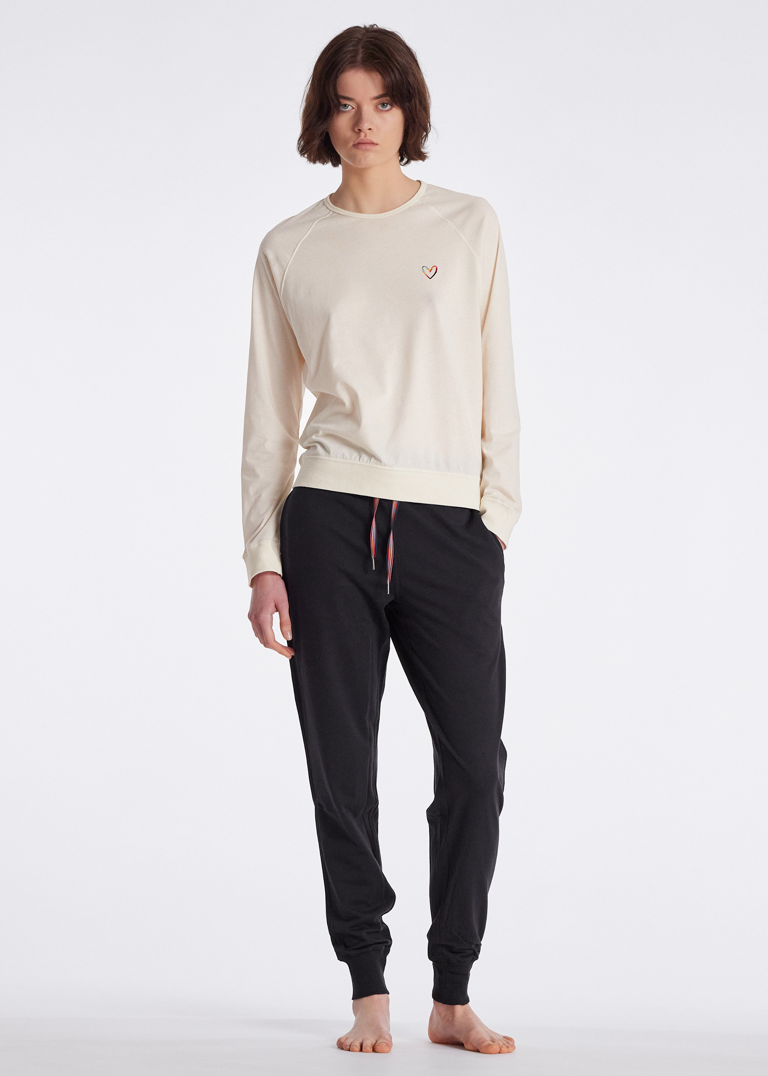 Women's Cream Lounge Jersey 'Swirl Heart' Long-Sleeve Top - 4