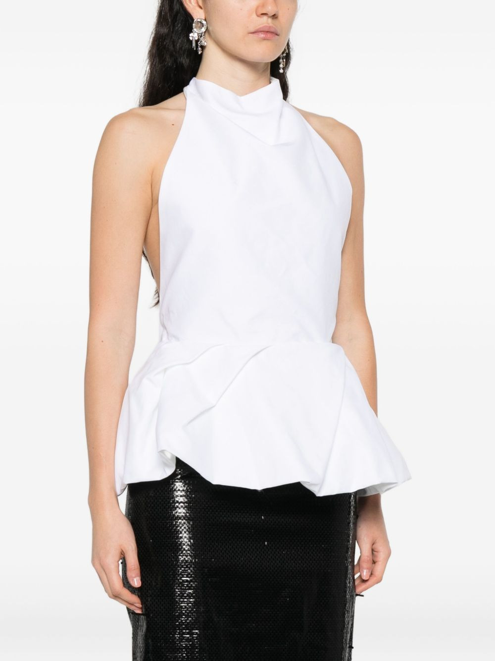 halterneck pleated blouse - 3