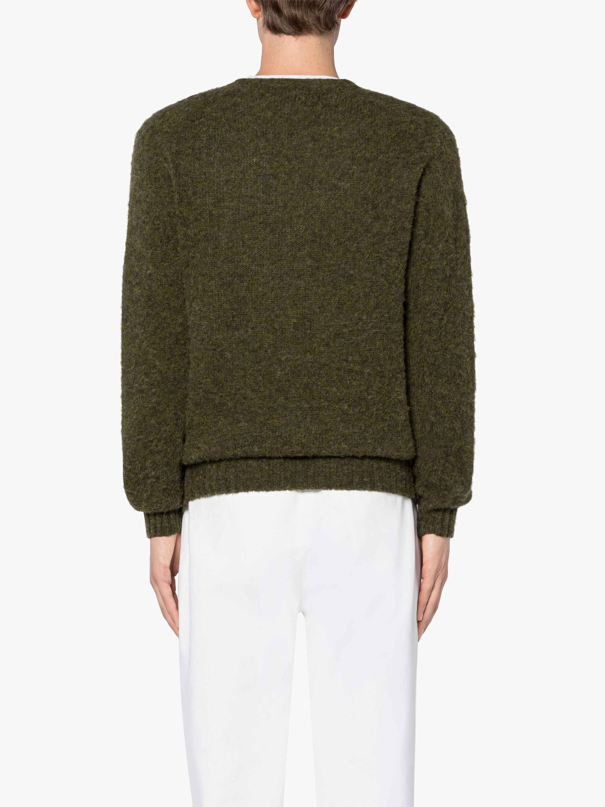 HUTCHINS DARK GREEN WOOL CREWNECK SWEATER - 4