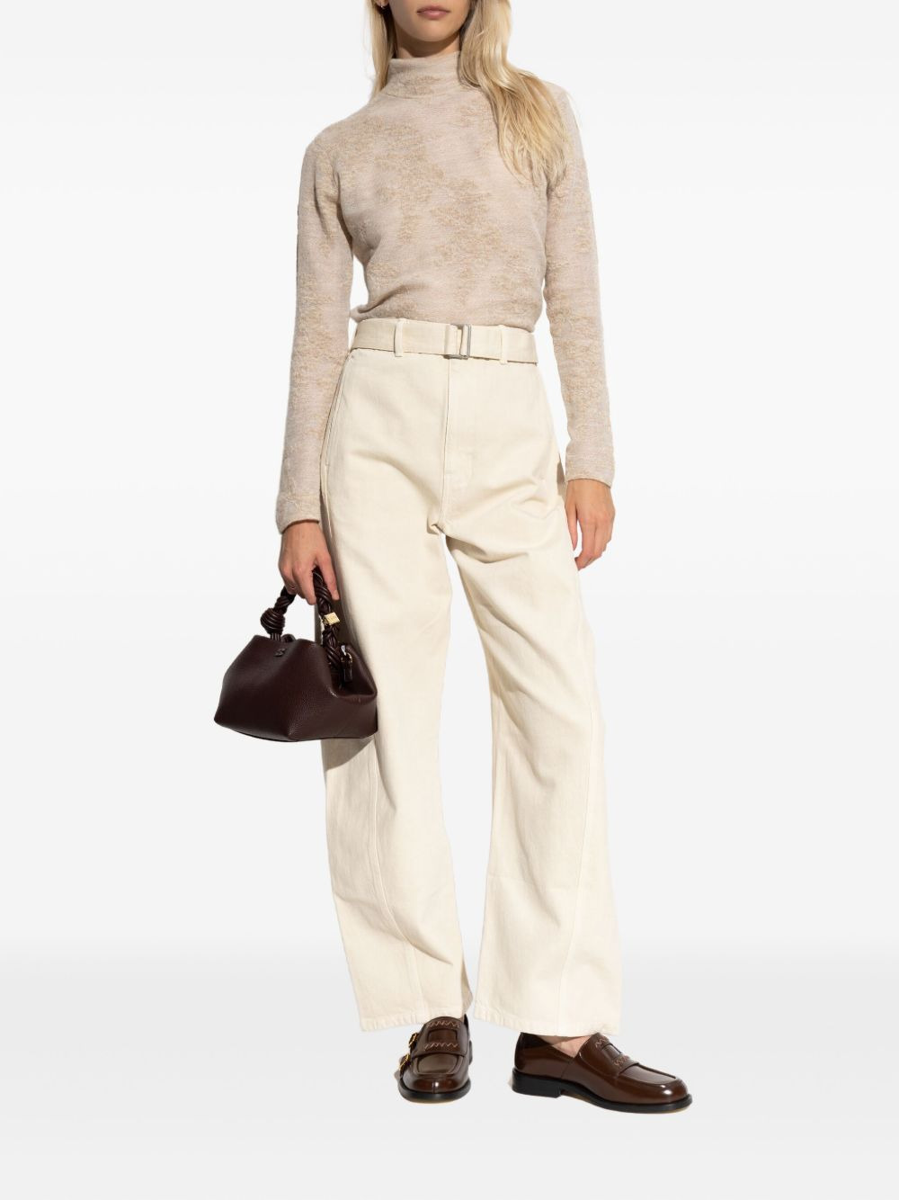 high-neck button sweater - 2