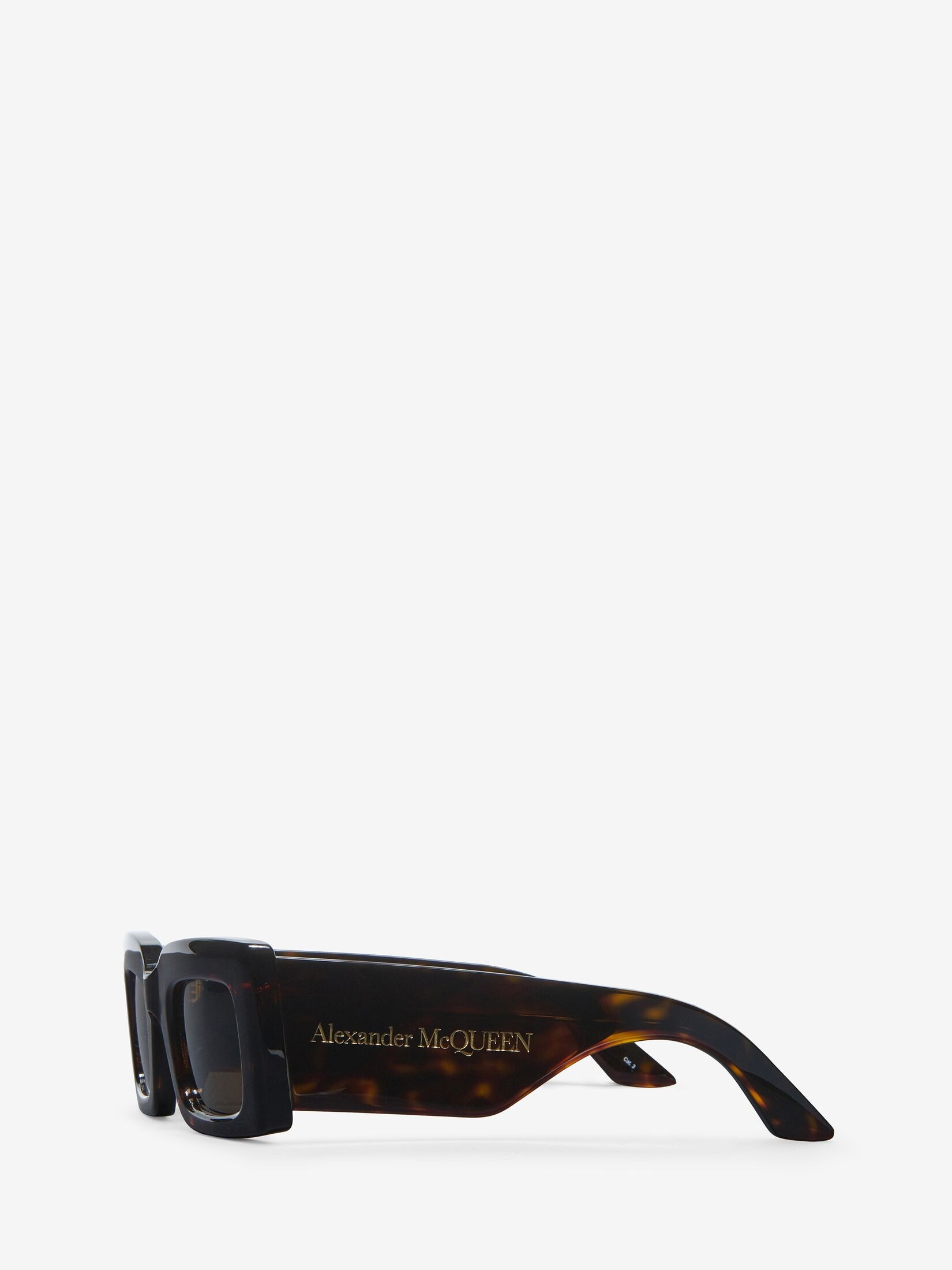 Women's Bold Rectangular Sunglasses in Brown - Havana - 3
