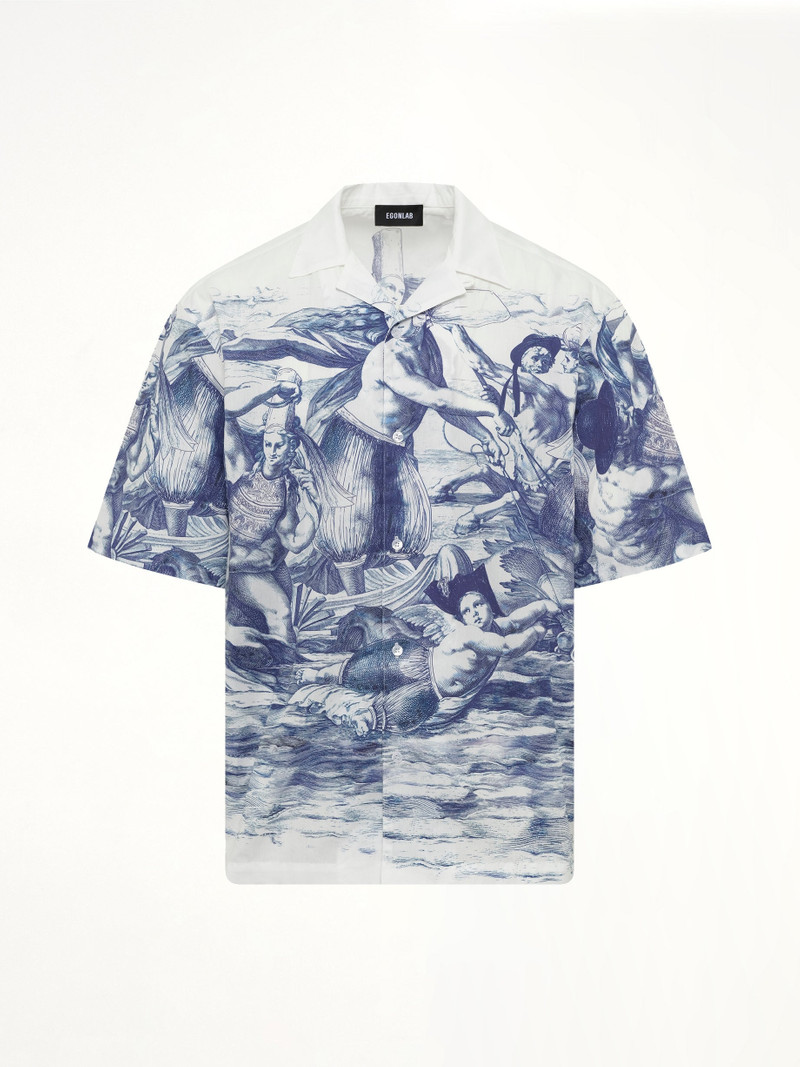 EGONLAB Breizh print Cuba Shirt in Blue outlook
