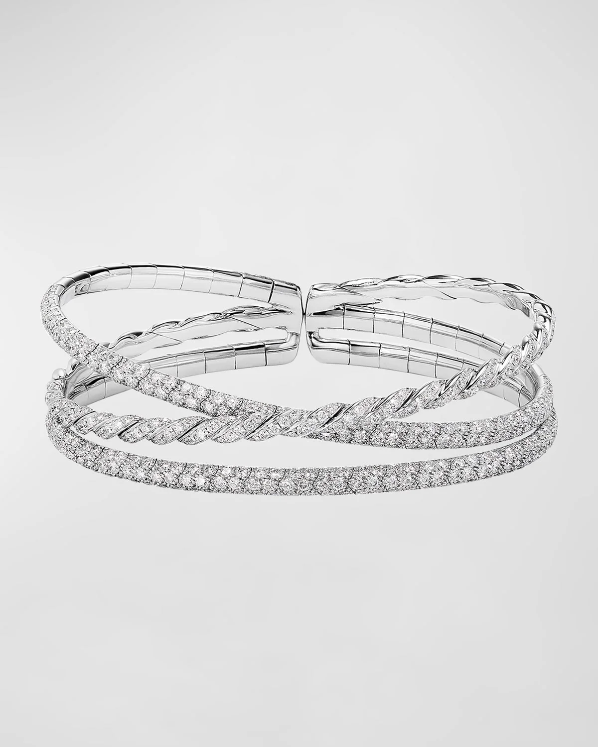 Sculpted Cable Flex 3-Row Bracelet in 18K White Gold, 21mm - 1