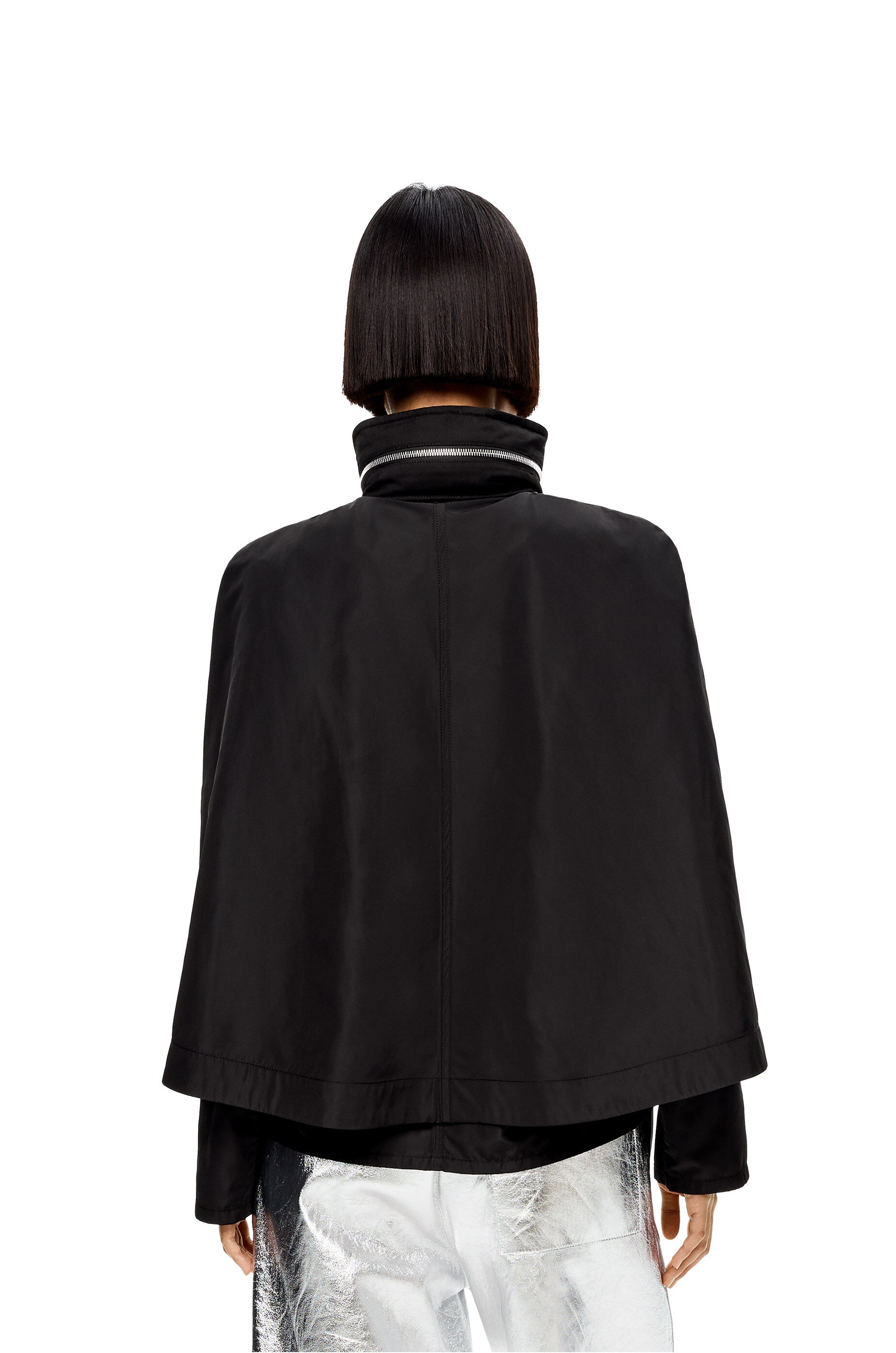 Cape jacket in cotton and nylon - 4