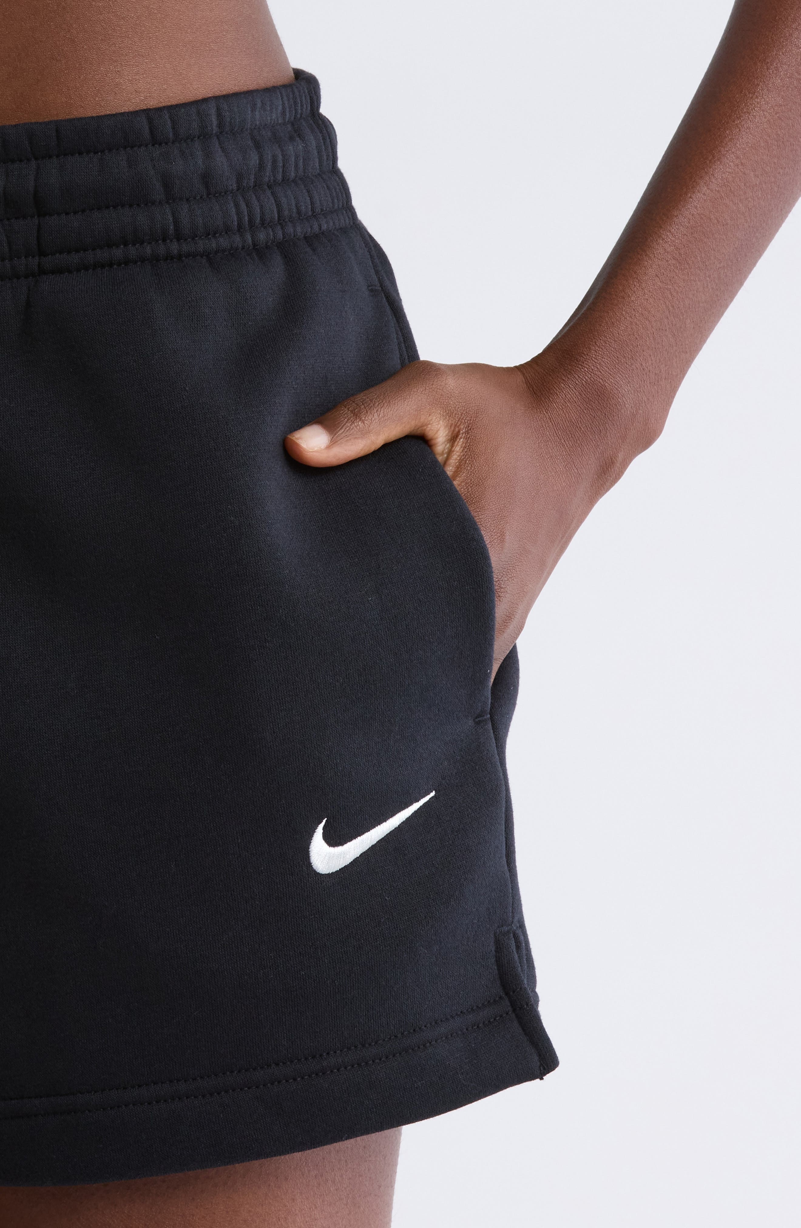 Nike Sportswear Phoenix Fleece Mid-Rise 4-Inch Shorts in 010 Black/sail at Nordstrom - 4