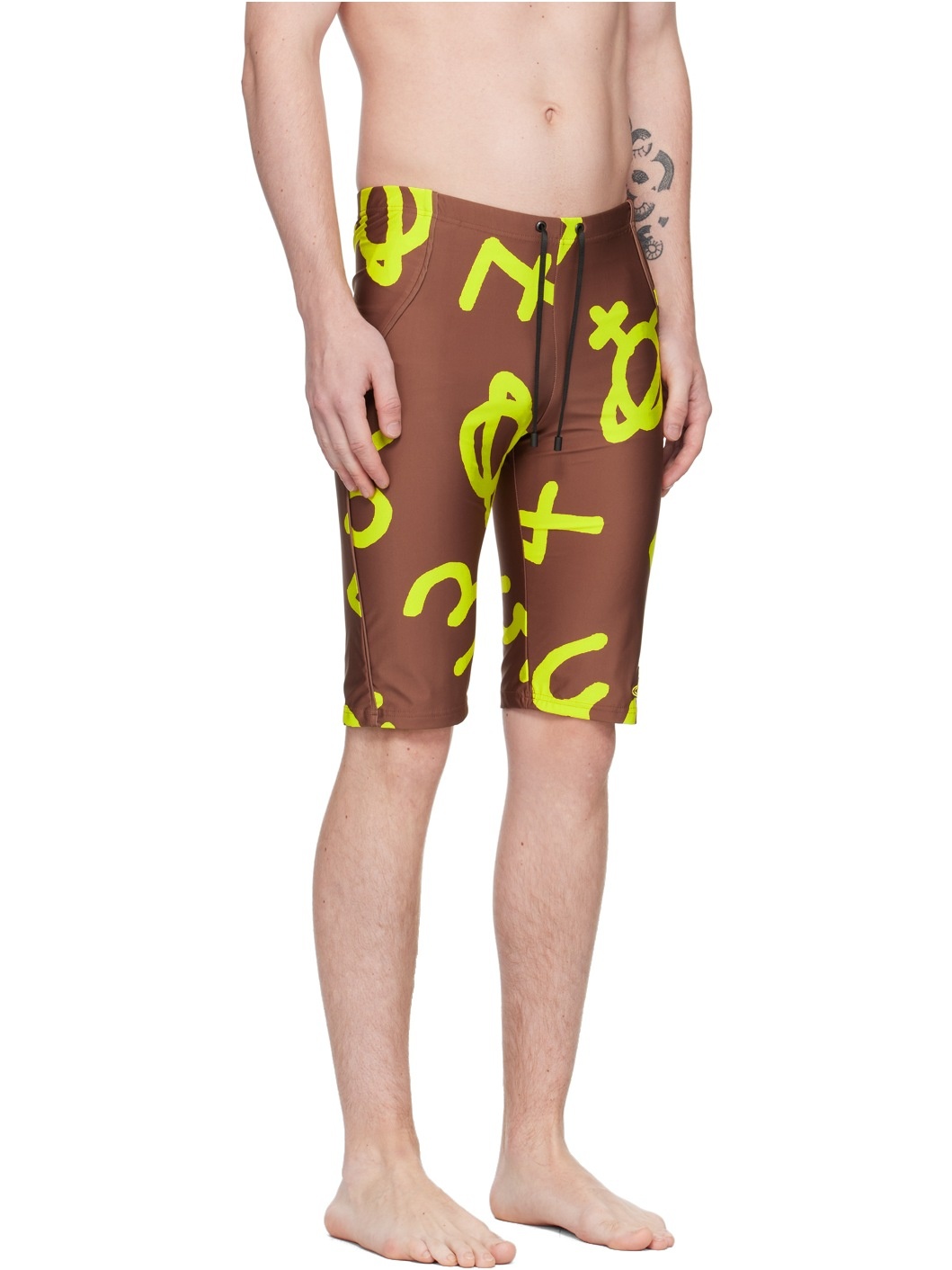 Brown Printed Swim Shorts - 2