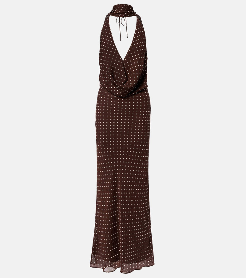 Polka-dot halterneck maxi dress 1