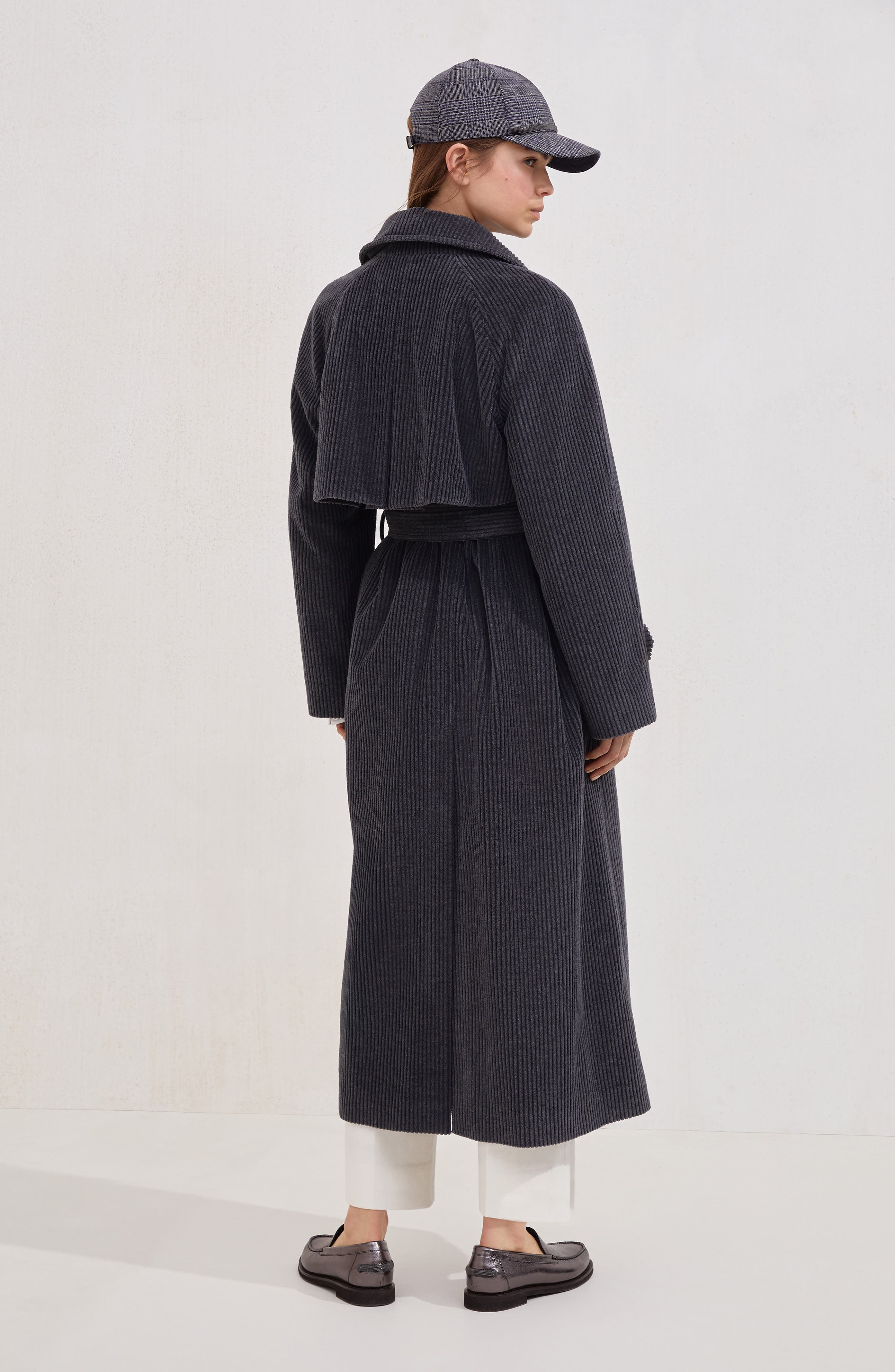 Brunello Cucinelli Wide rib corduroy trench in Lignite Grey at Nordstrom - 3