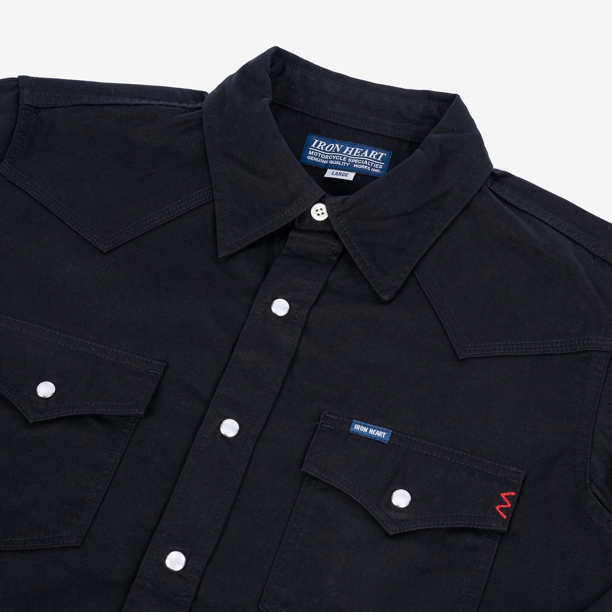 IHSH-394-BLK 7oz Fatigue Cloth Western Shirt - Black - 7