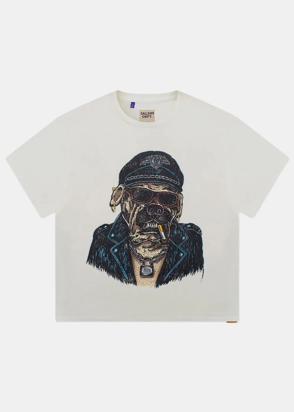 Light Archival White Oct Biker Dog Tee - 1