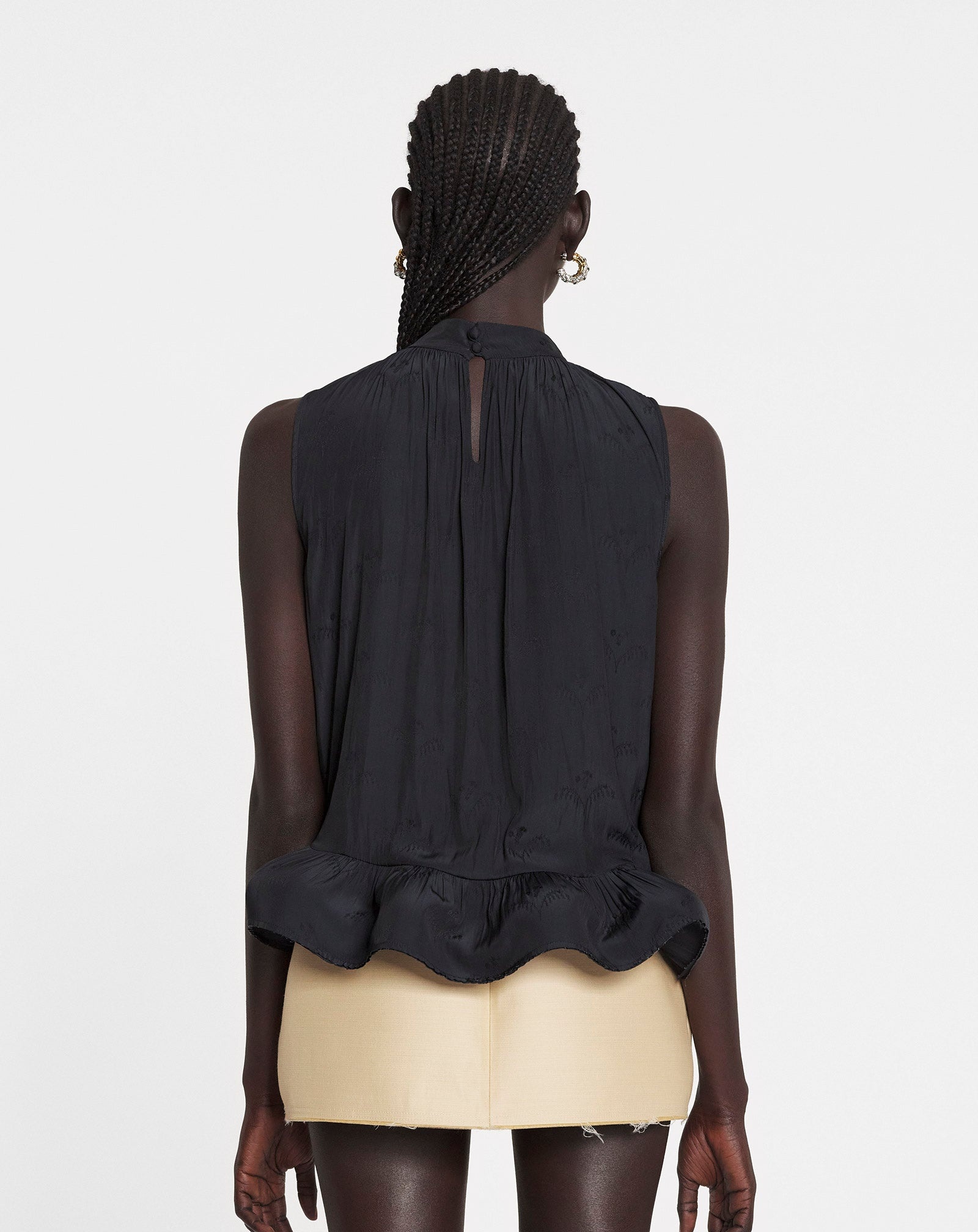 SLEEVELESS JACQUARD CHARMEUSE TOP - 4