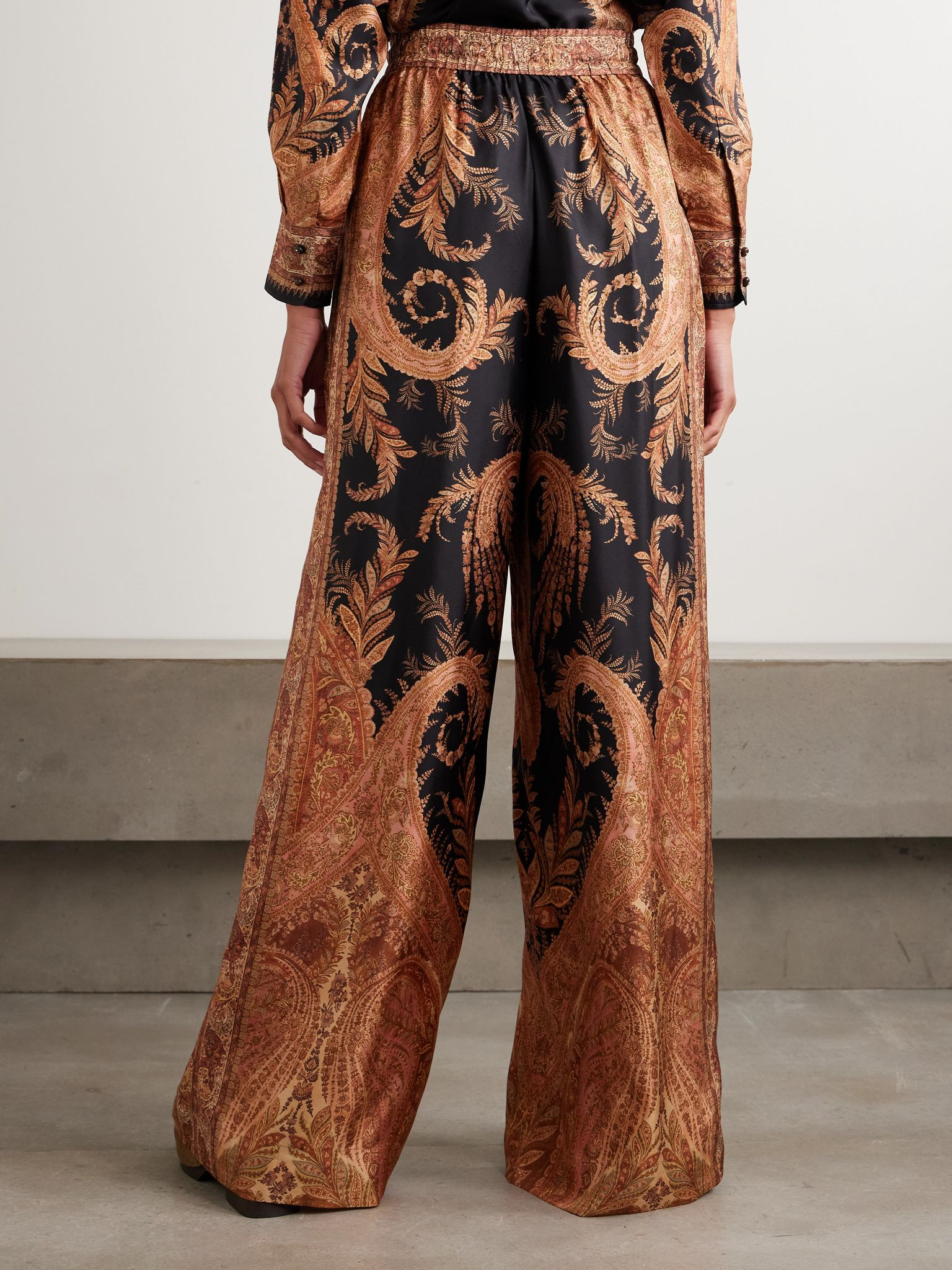 Hypnotic paisley-print silk wide-leg pants Black - 3