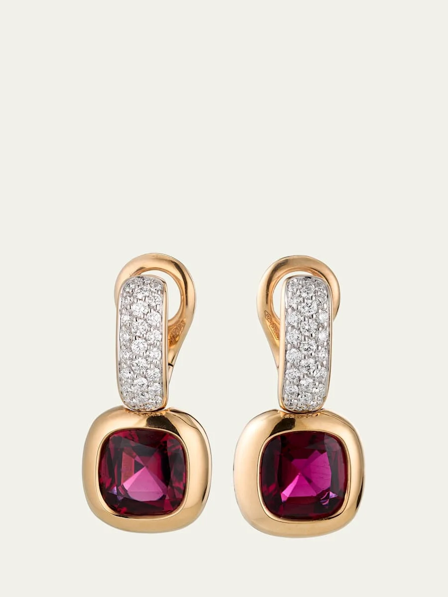 Nudo 18K Diamond and Rubellite Drop Earrings - 1