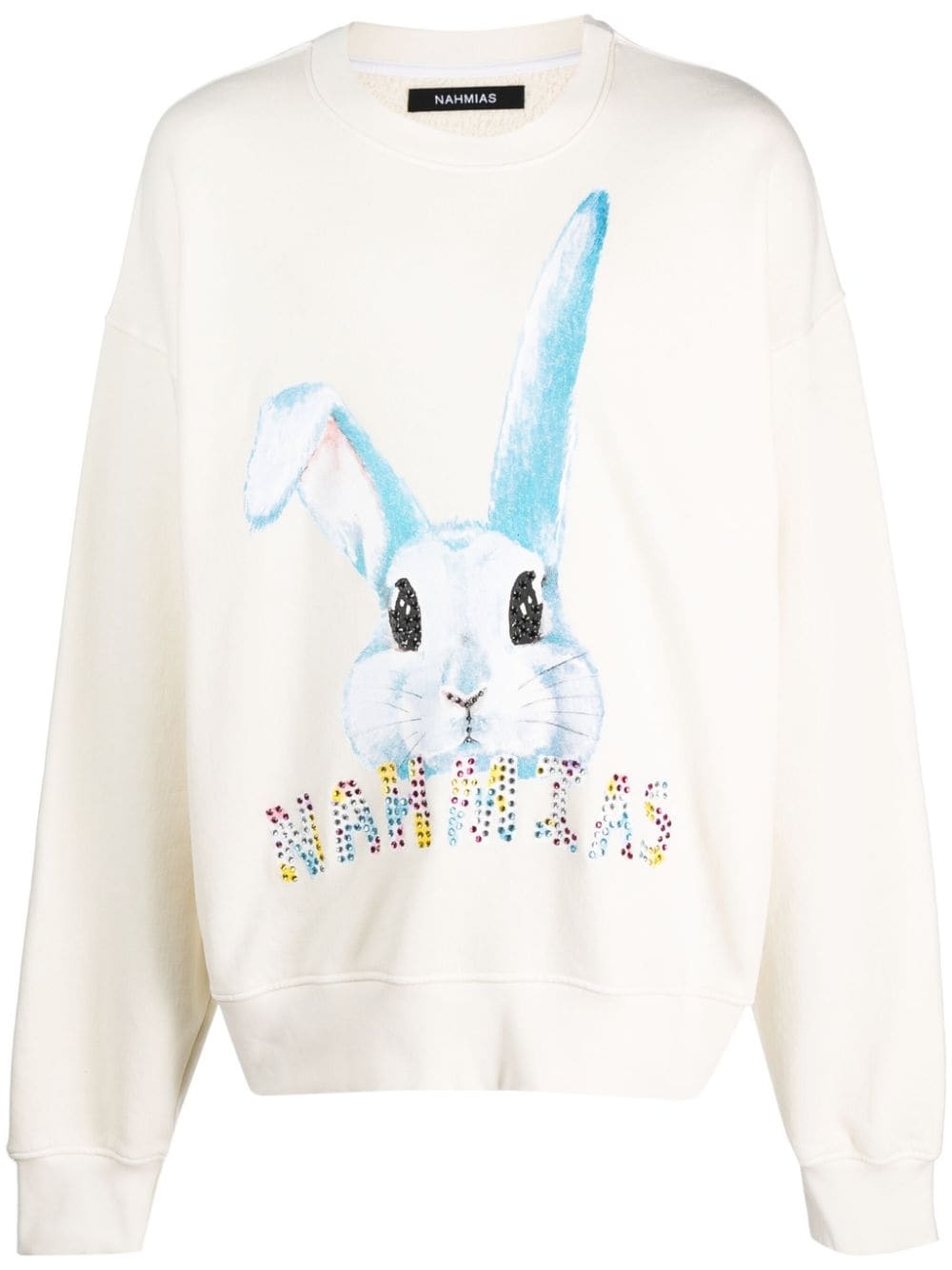 rhinestone-embellished logo-print cotton sweatshirt - 1