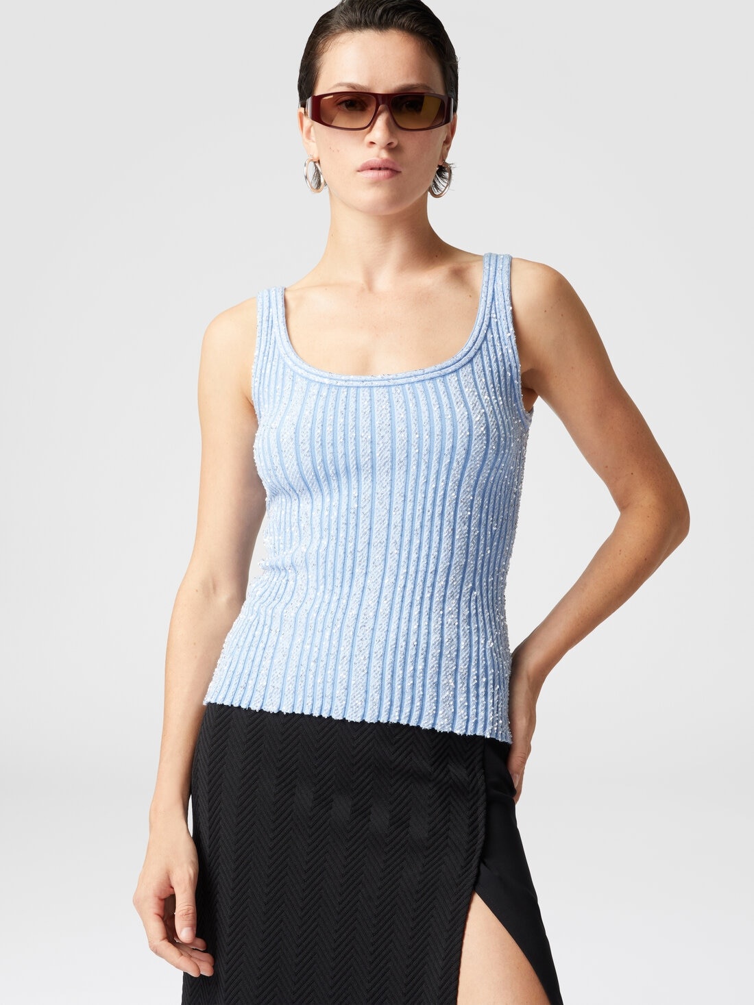 Ribbed tank top with sequins - 4