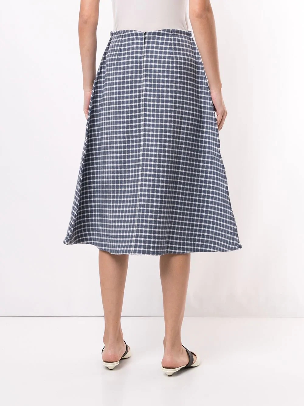 checked A-line midi skirt - 4