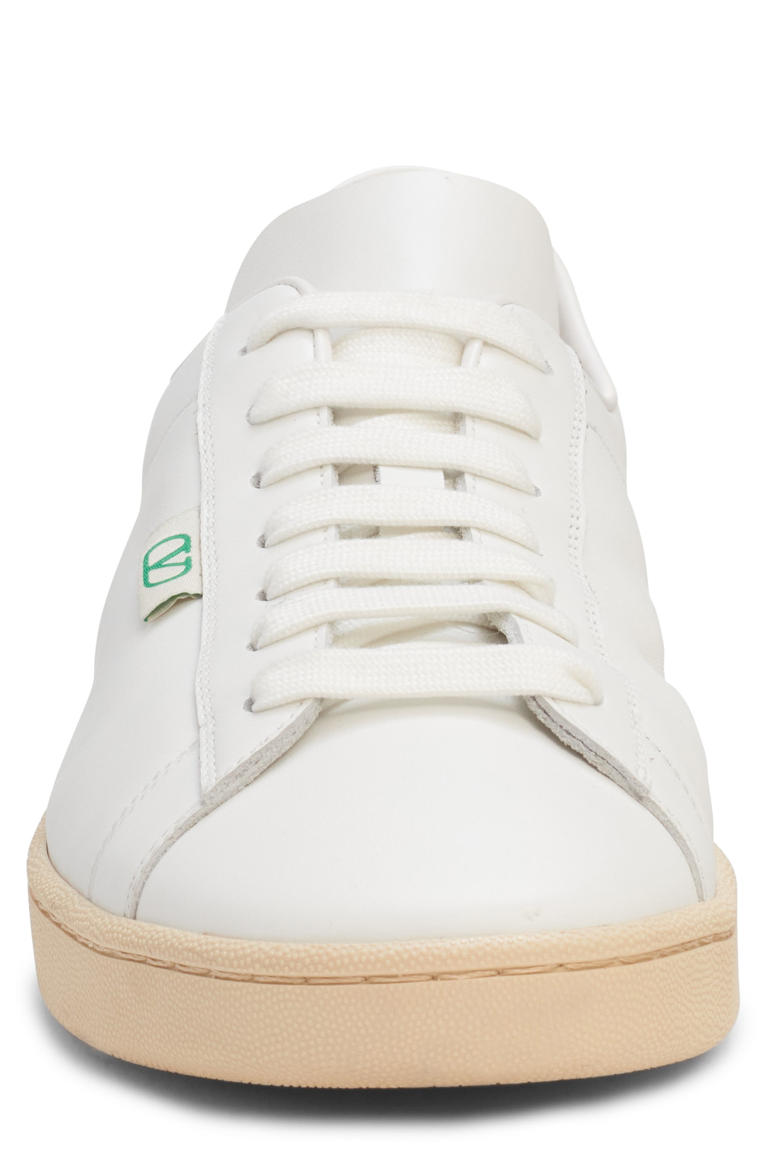 Valentino Garavani Calfskin Leather Sneaker in Bianco/Green Briar/Bianco at Nordstrom - 4