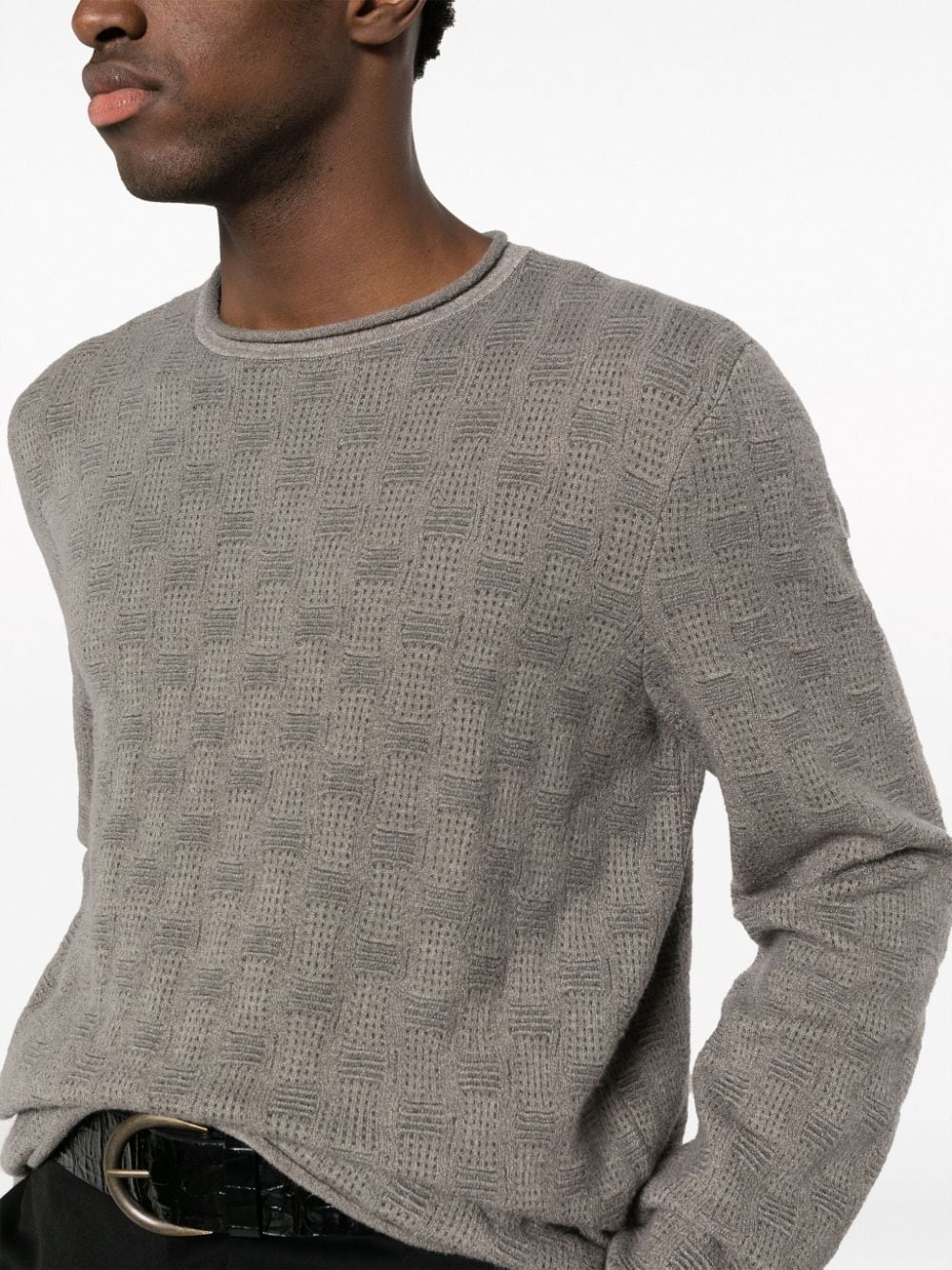 textured fine-knit jumper - 5