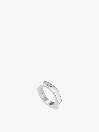 GUCCI Trademark logo-embossed sterling-silver ring outlook