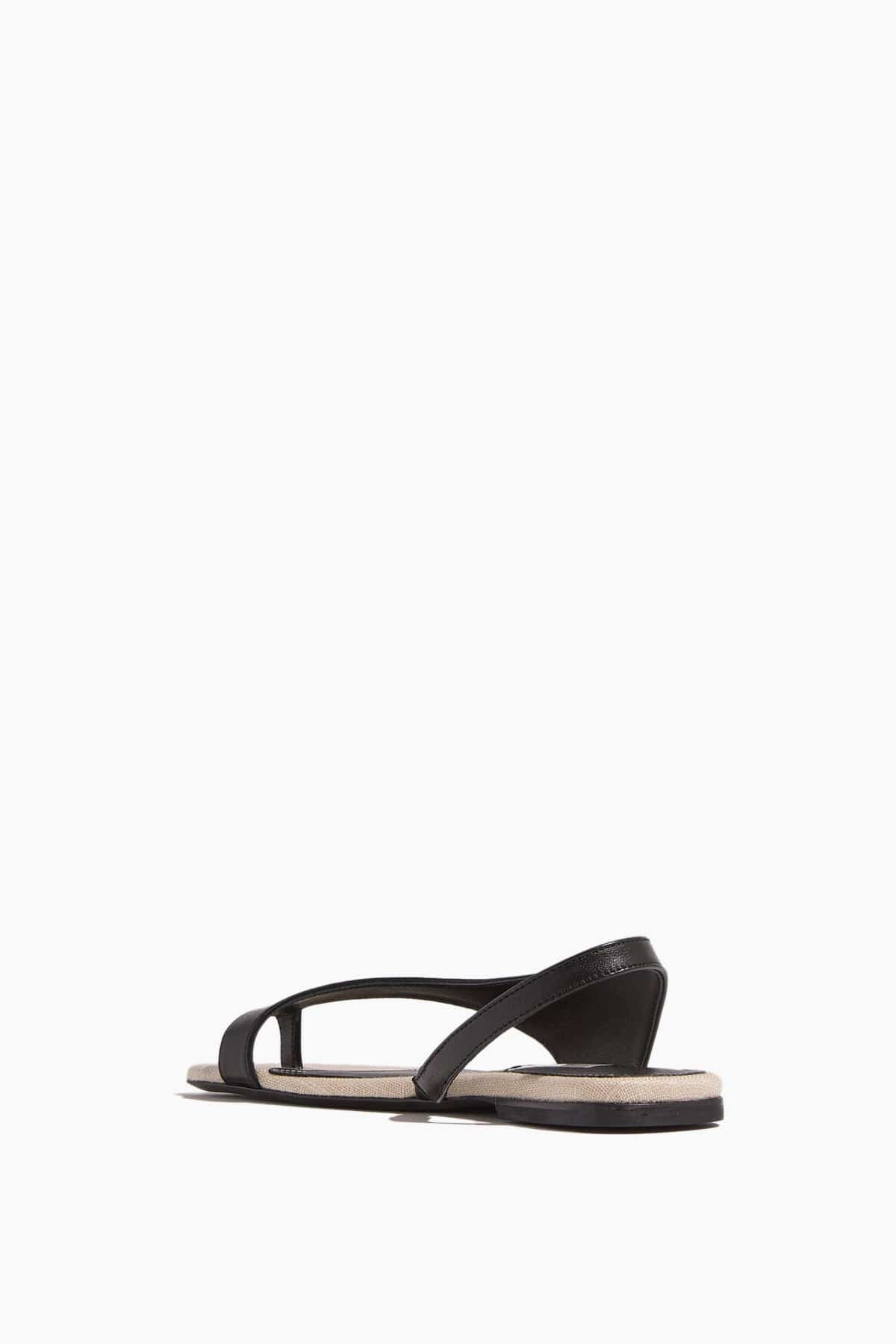 Leather Thong Sandals in Black/Sand - 3