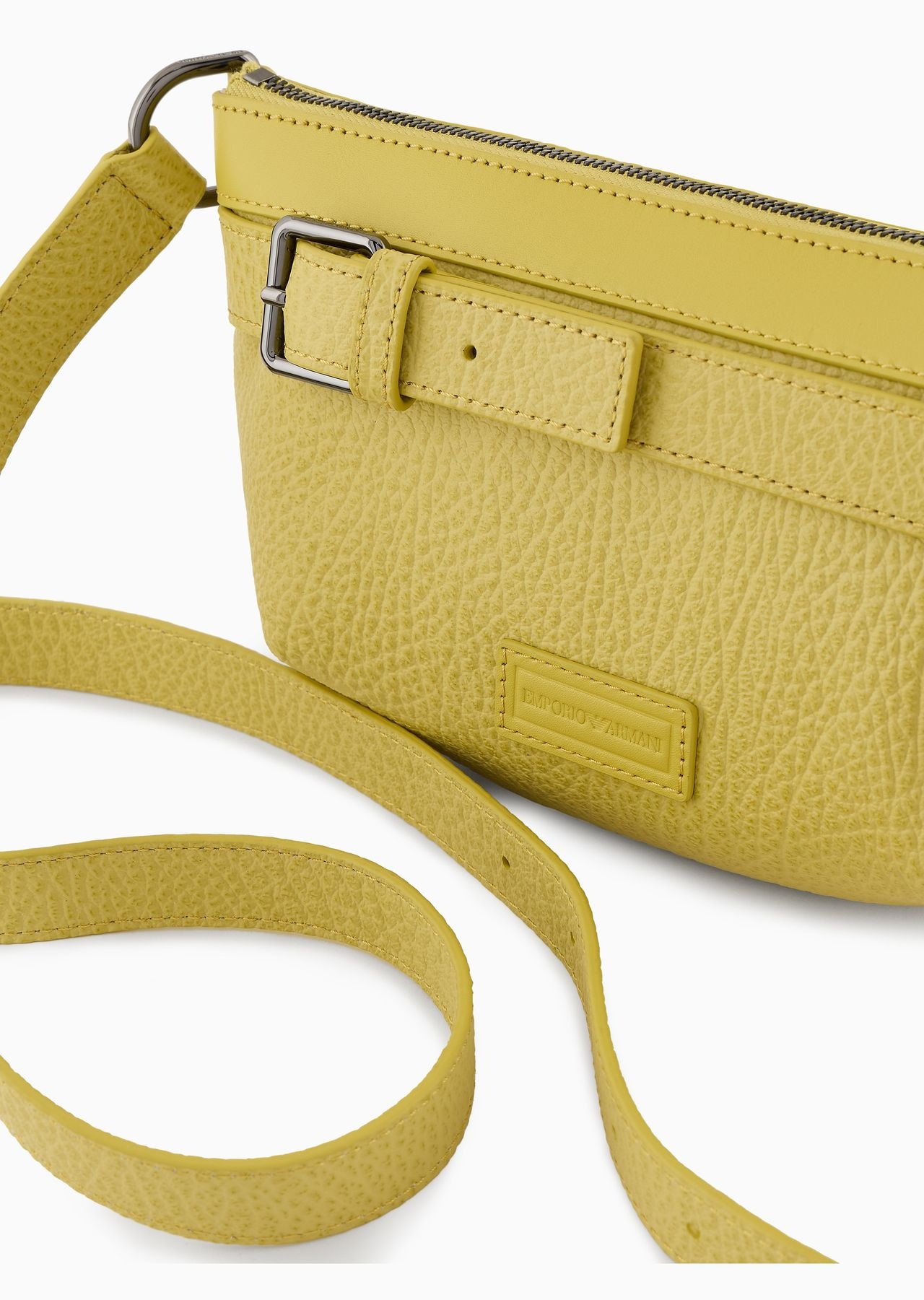 Pebbled-leather belt bag with smooth leather details - 9