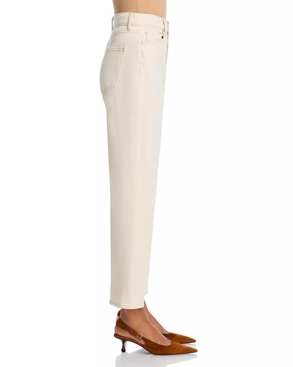Dylan High Rise Straight Leg Ankle Jeans in Ecru - 4