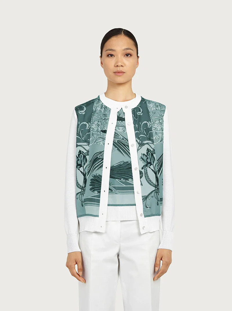 FERRAGAMO CARDIGAN WITH SILK PANEL INSERTS outlook