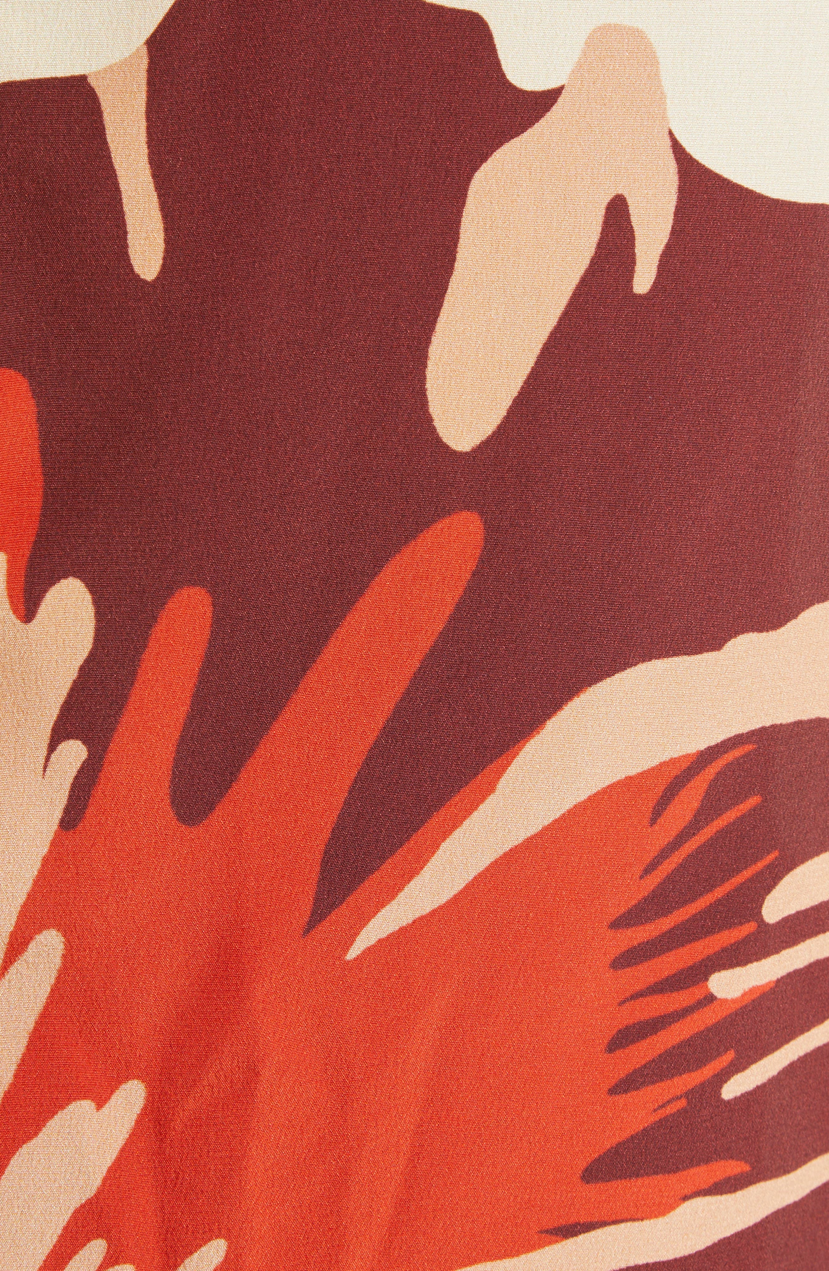 Johanna Ortiz Odyssey Floral Print Dress with Removable Cape in Ecru /Wine /Red /Pink at Nordstrom - 7