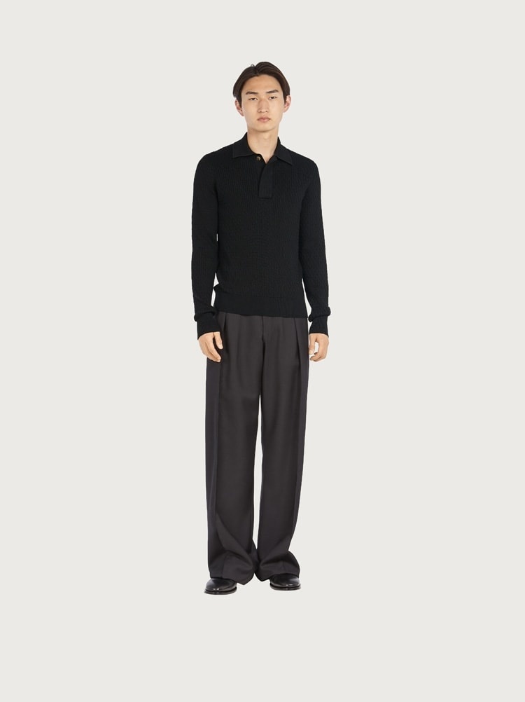 LONG SLEEVED JACQUARD POLO - 5