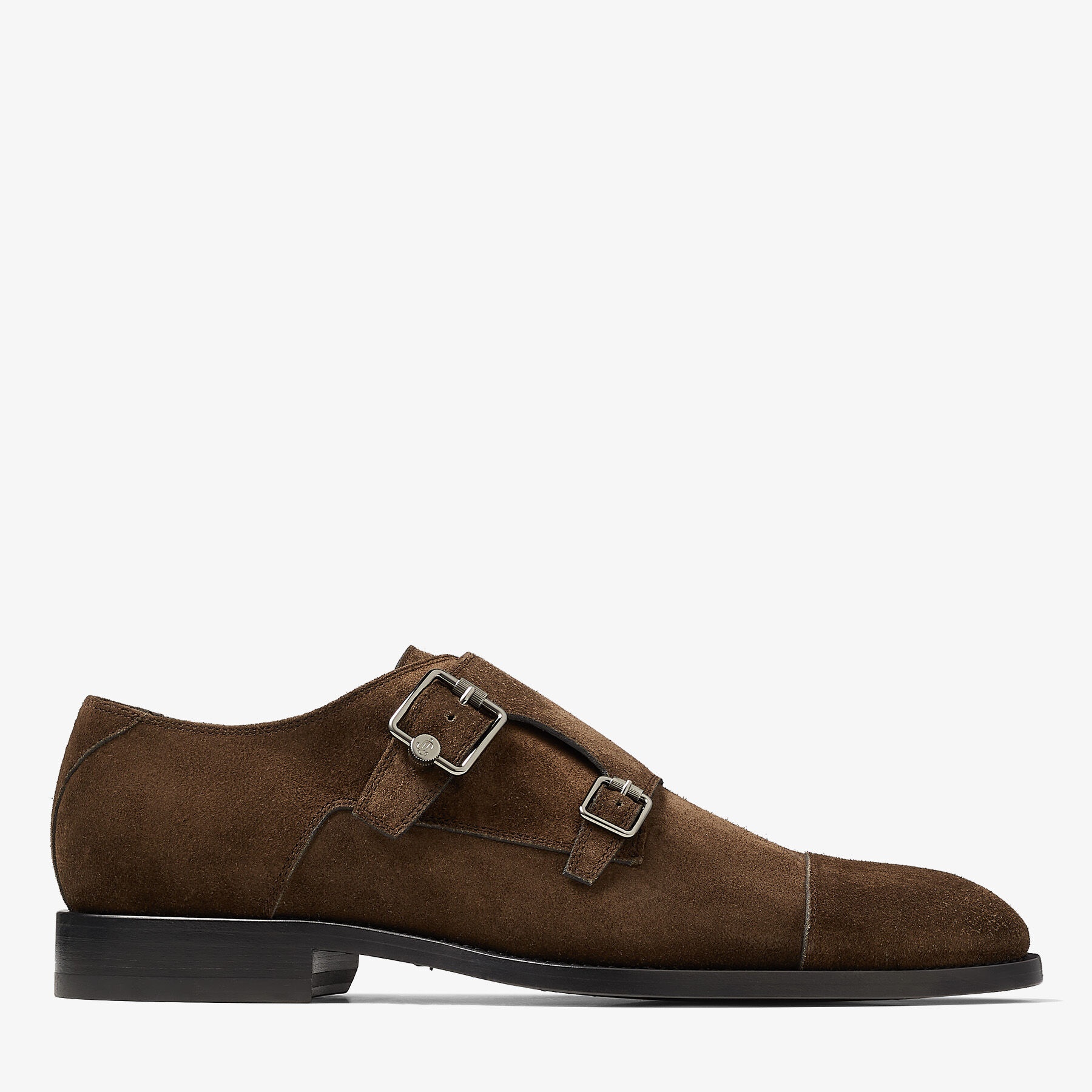 JIMMY CHOO Finnion Monkstrap Umber Velvet Suede Monk Strap Shoes