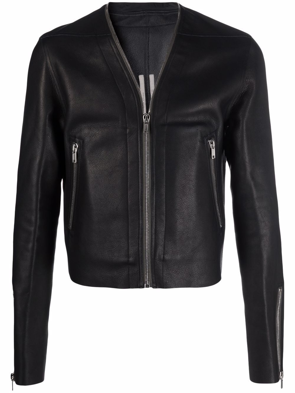 cropped leather jacket - 1