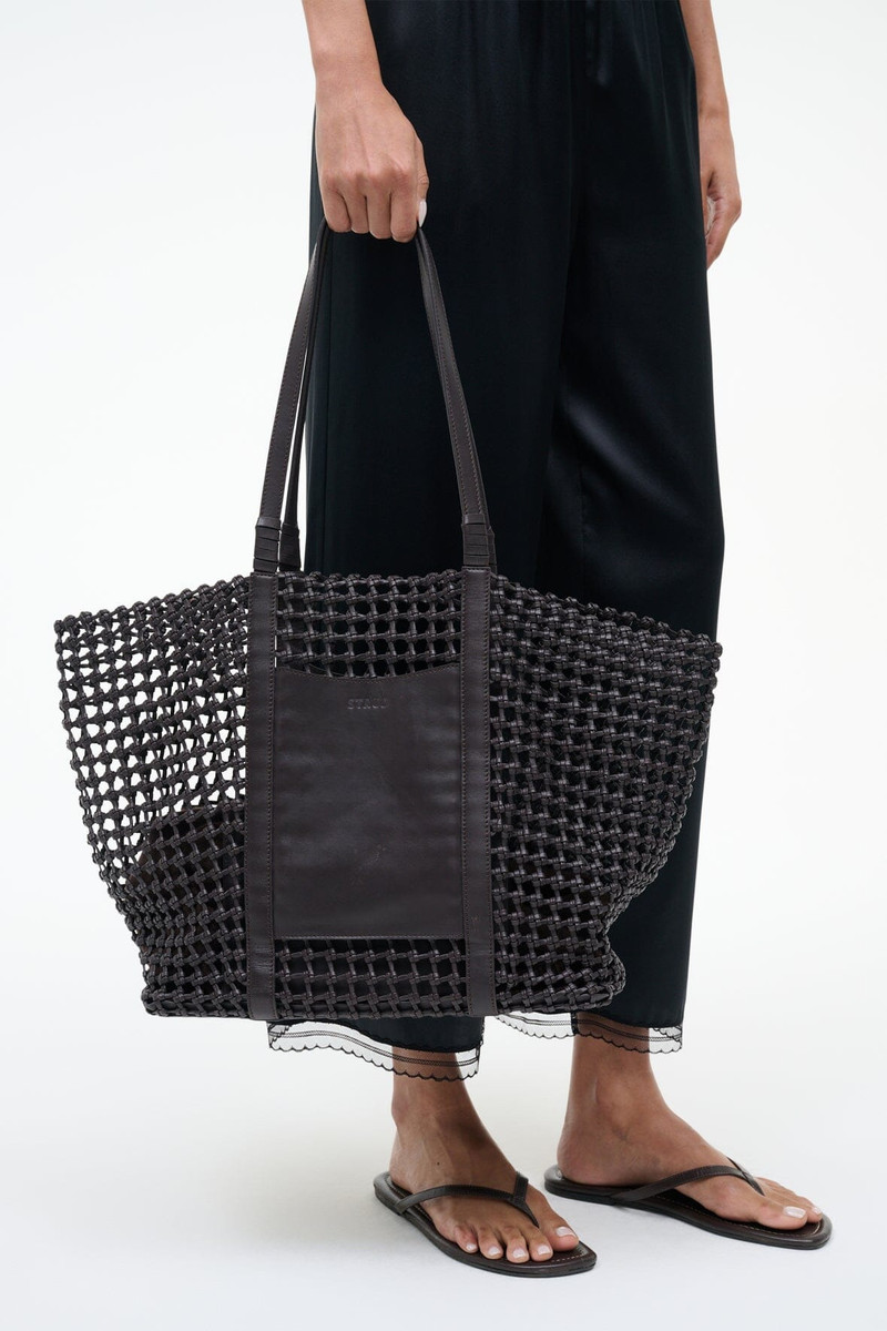 STAUD GETAWAY HAND-KNOTTED TOTE BAG ESPRESSO 6