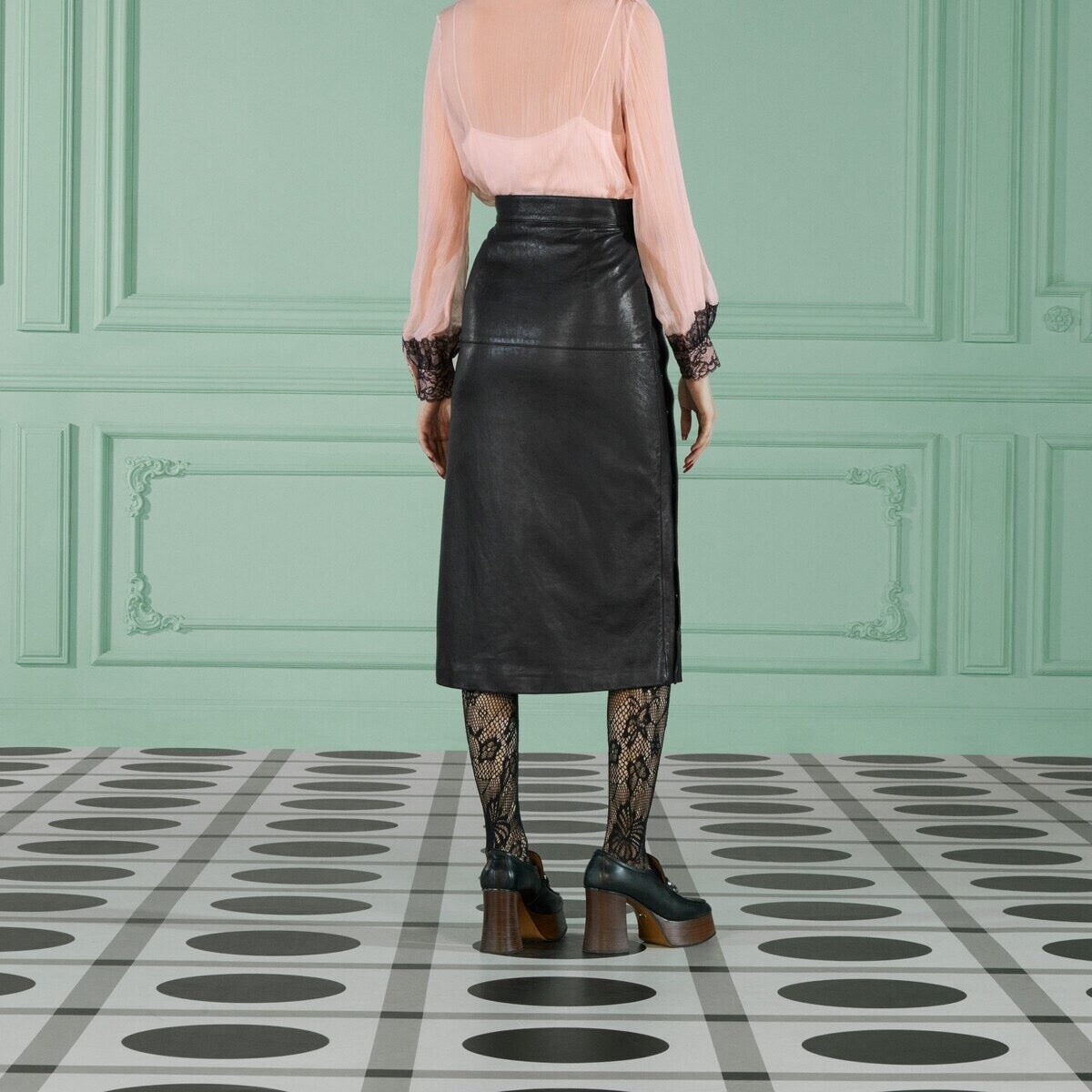 Gucci Grainy Leather Skirt - 4