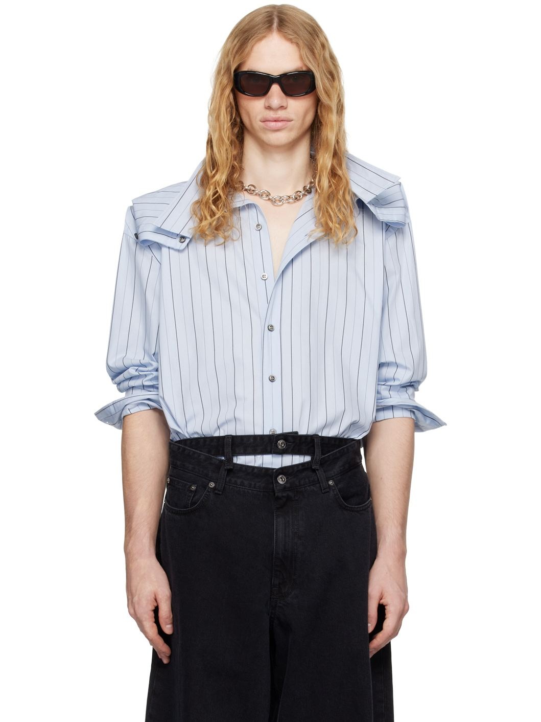 Blue Stripe Chain Shirt - 1