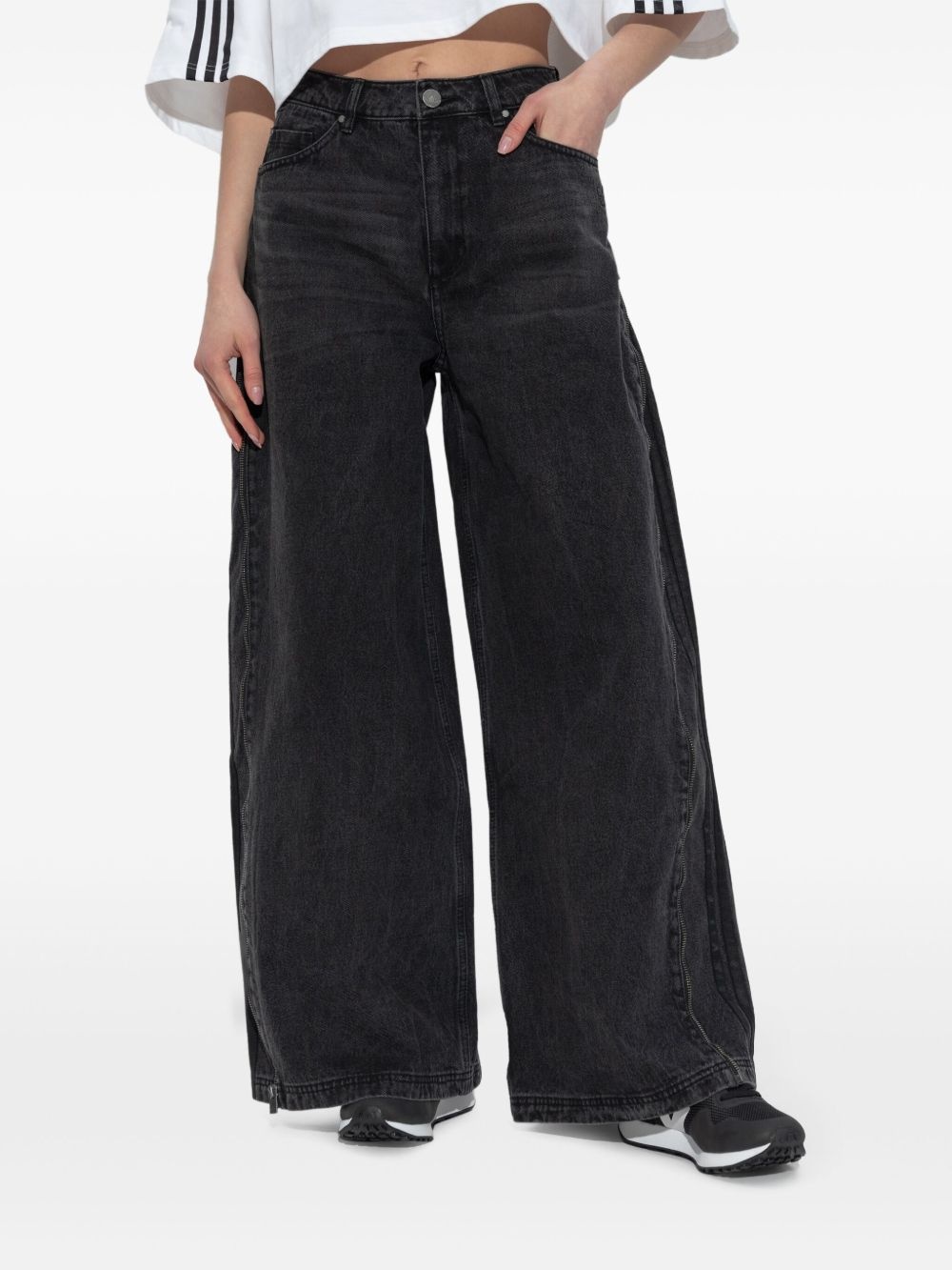 zip-detail wide-leg jeans - 3
