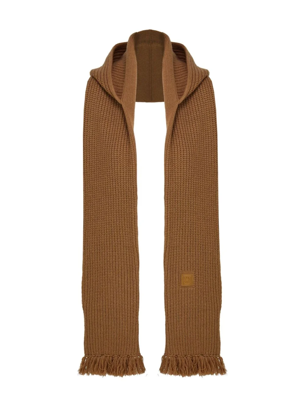 hooded fringe knitted scarf - 1