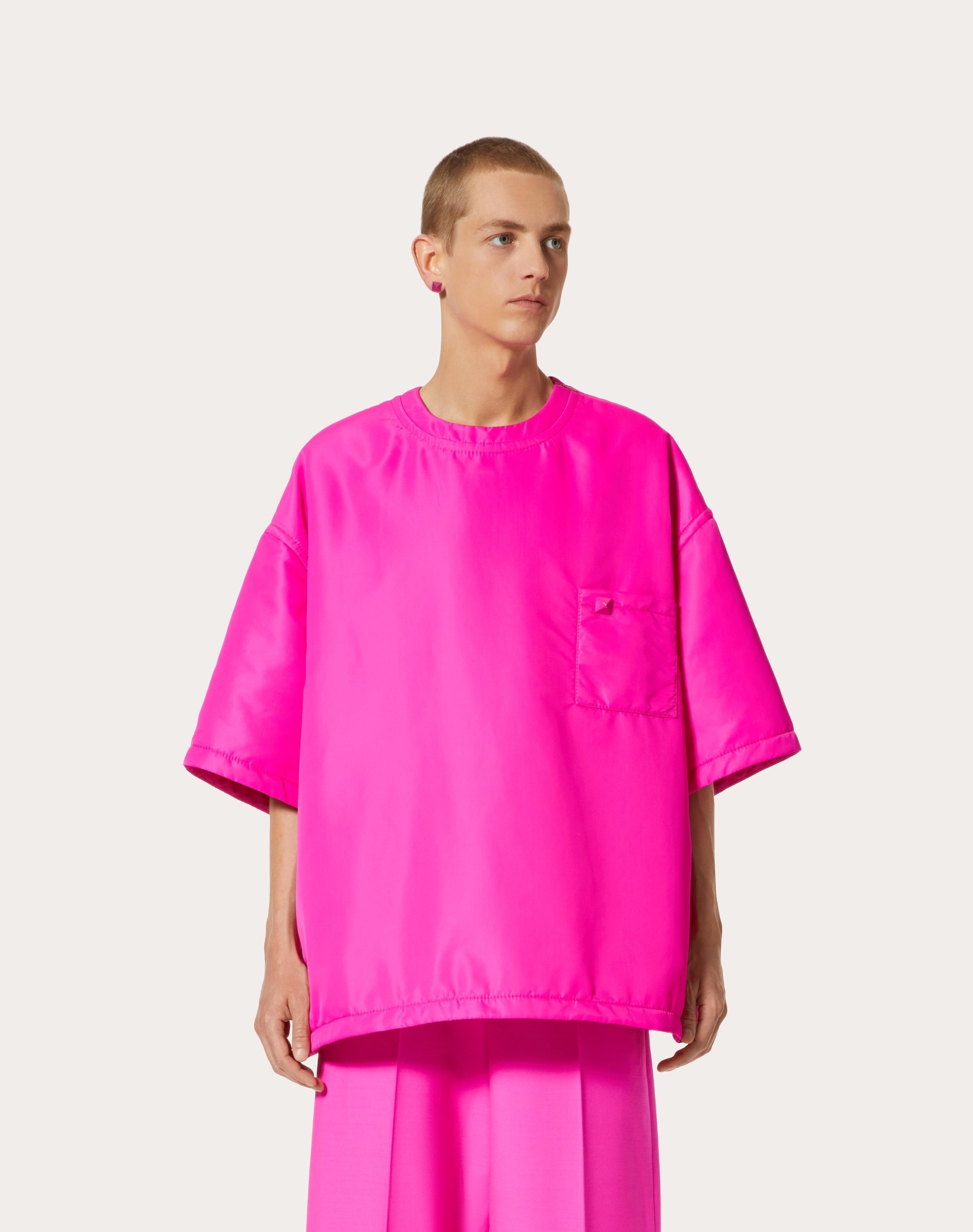 NYLON T-SHIRT WITH STUD DETAIL - 3